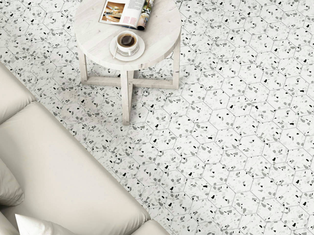 Altea 5.5X6.3” White Hexagon | In Home Stone