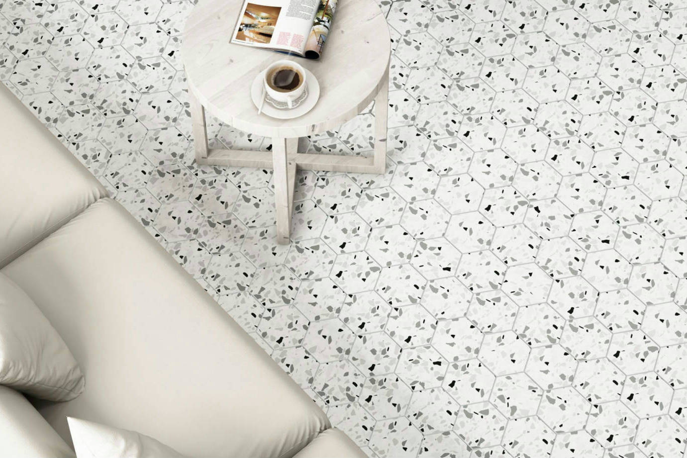 Altea 5.5X6.3” White Hexagon | In Home Stone