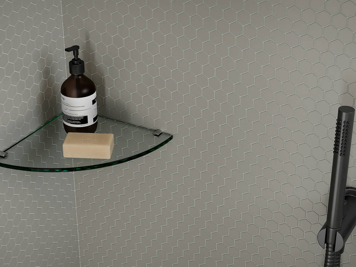 Traditions Taupe Matte 1in Hex Mosaic | In Home Stone