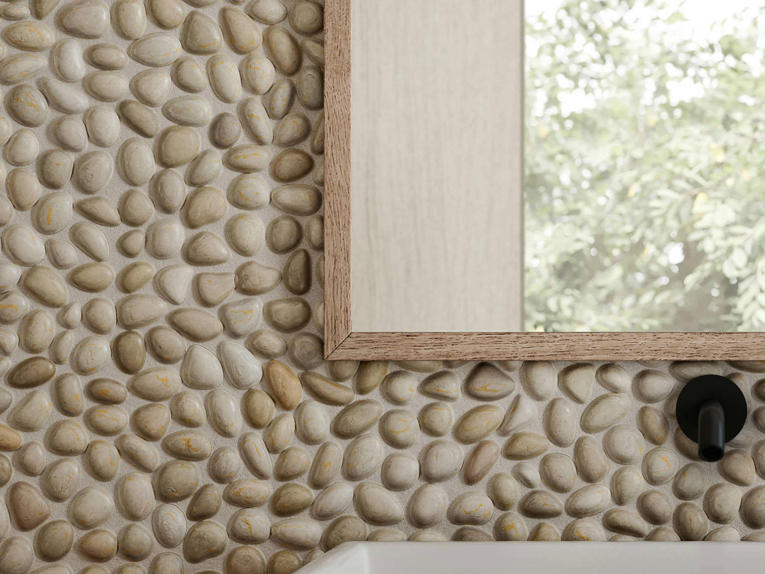 Zen Fiji Cream Natural Pebble Matte Mosaic 3 | In Home Stone