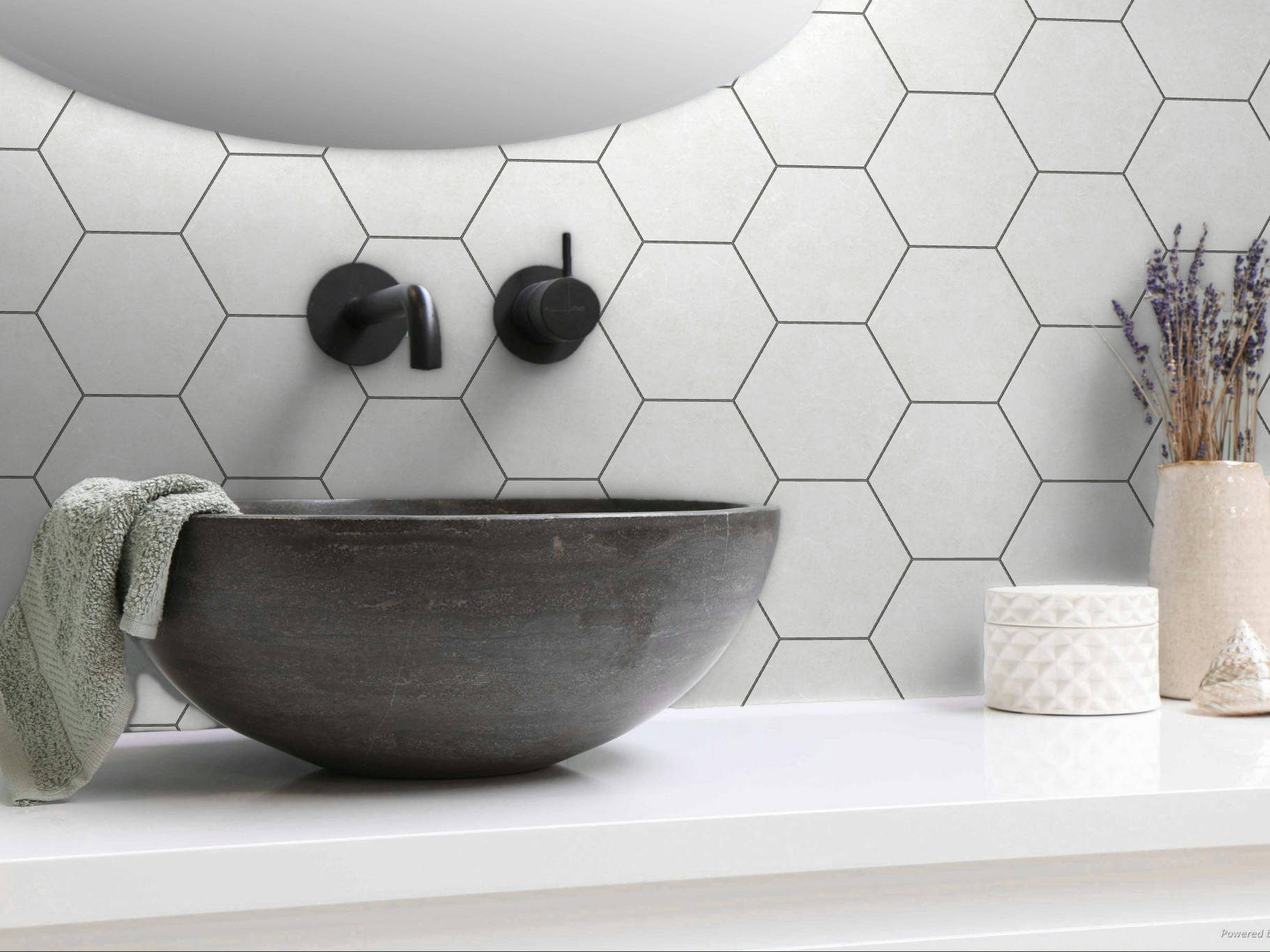 Form 5.5X6.3” White Hexagon | In Home Stone