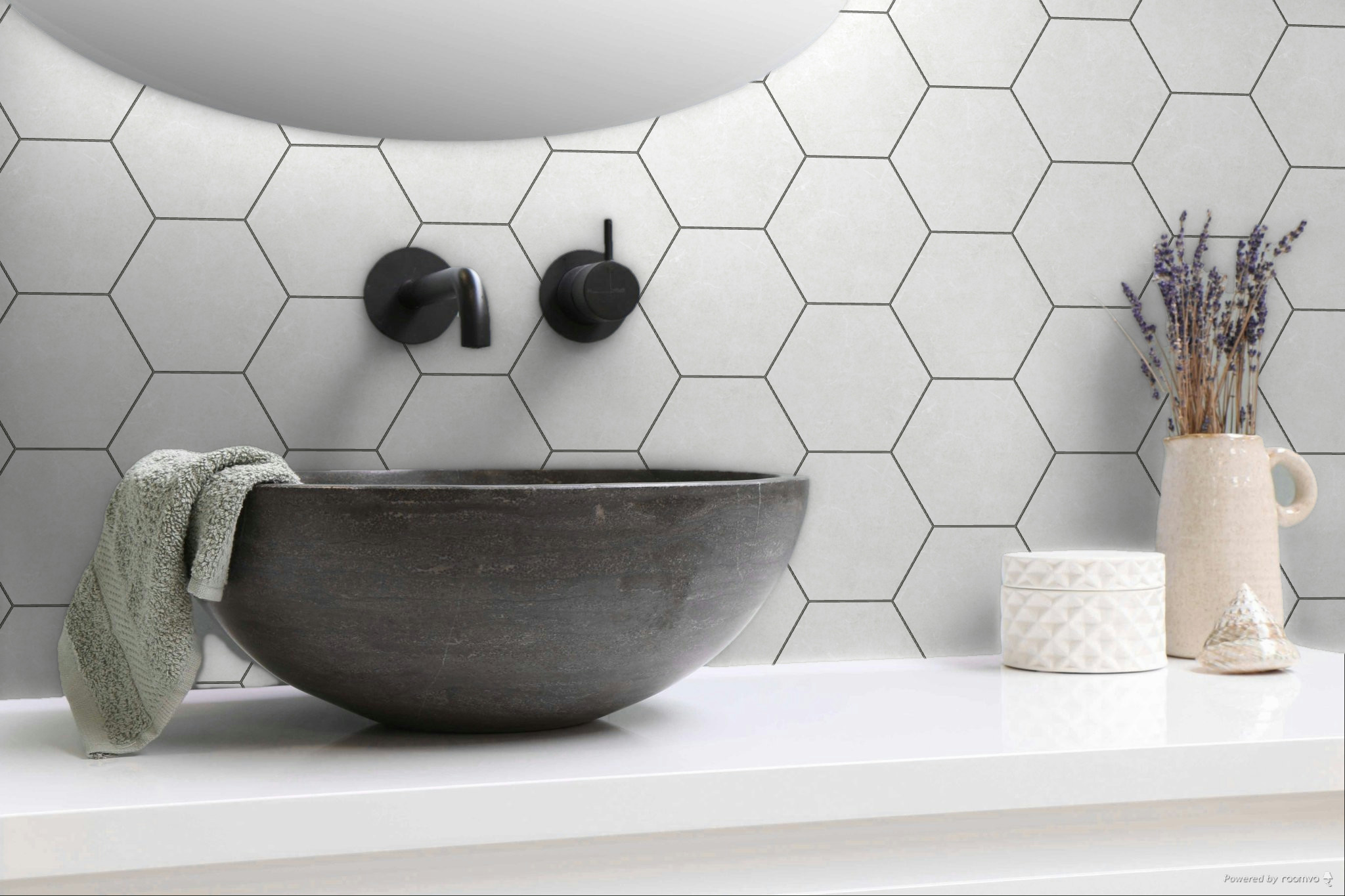 Form 5.5X6.3” White Hexagon | In Home Stone