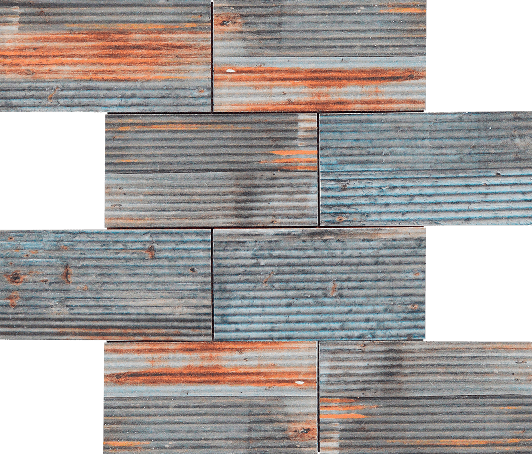 2.8"x6" Rust Industrial Linear Relief Pattern Glazed Ceramic Mosaic | In Home Stone