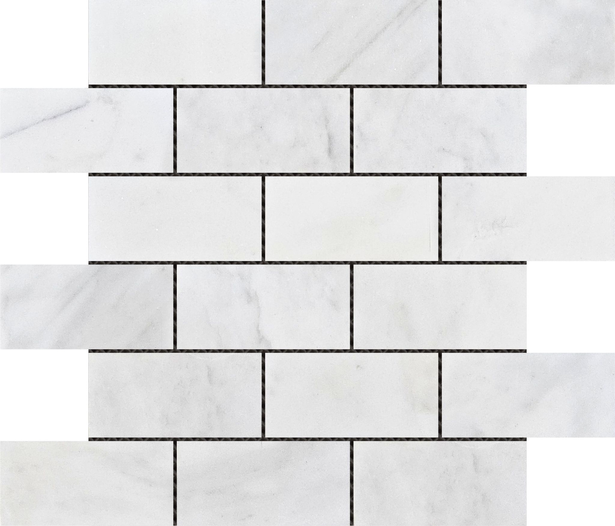 2"x4" Brick Pattern White Grey Marble | In Home Stone