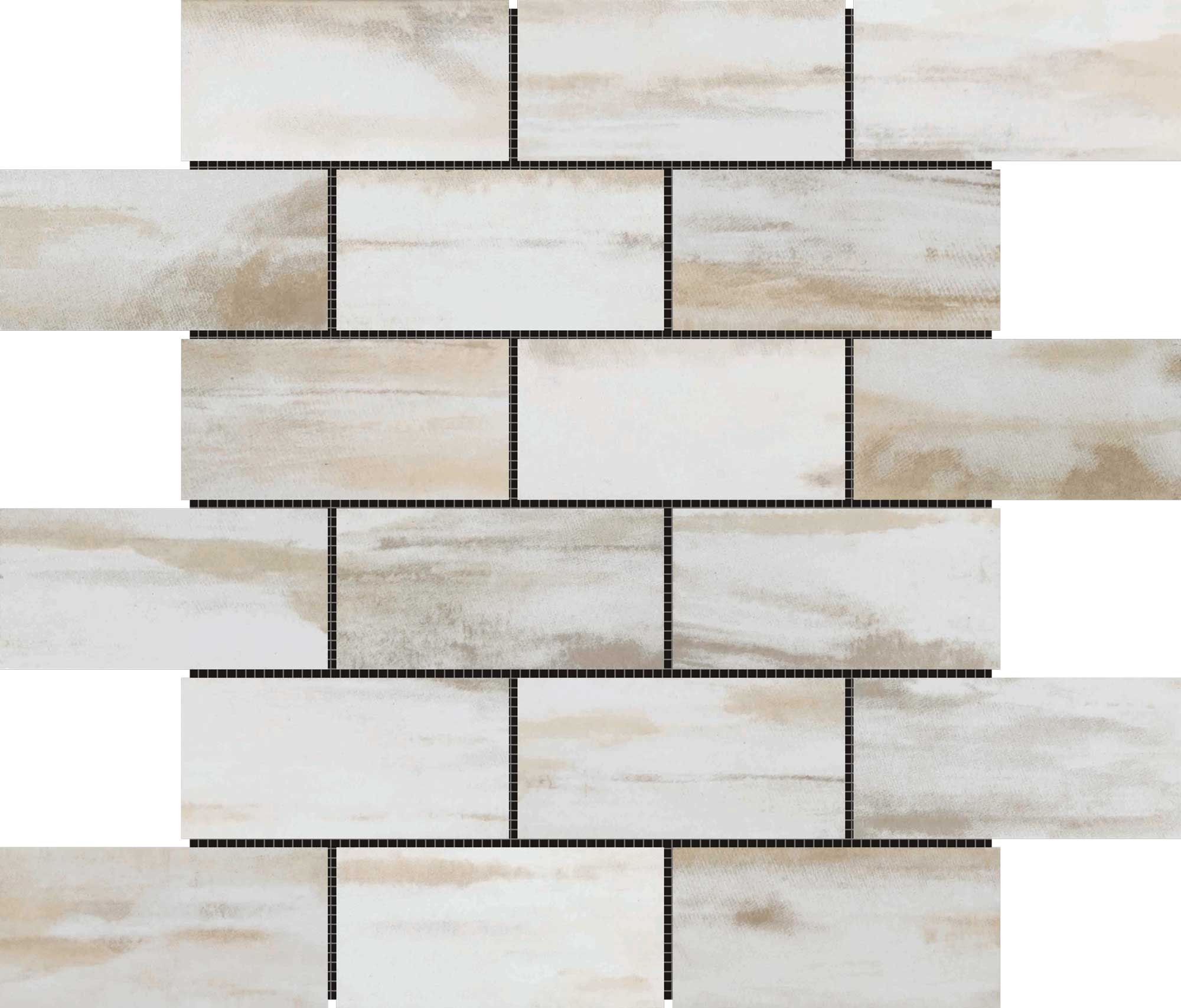 2"x4" Glazed Ceramic Beige Mix Rough Surface Mosaic | In Home Stone