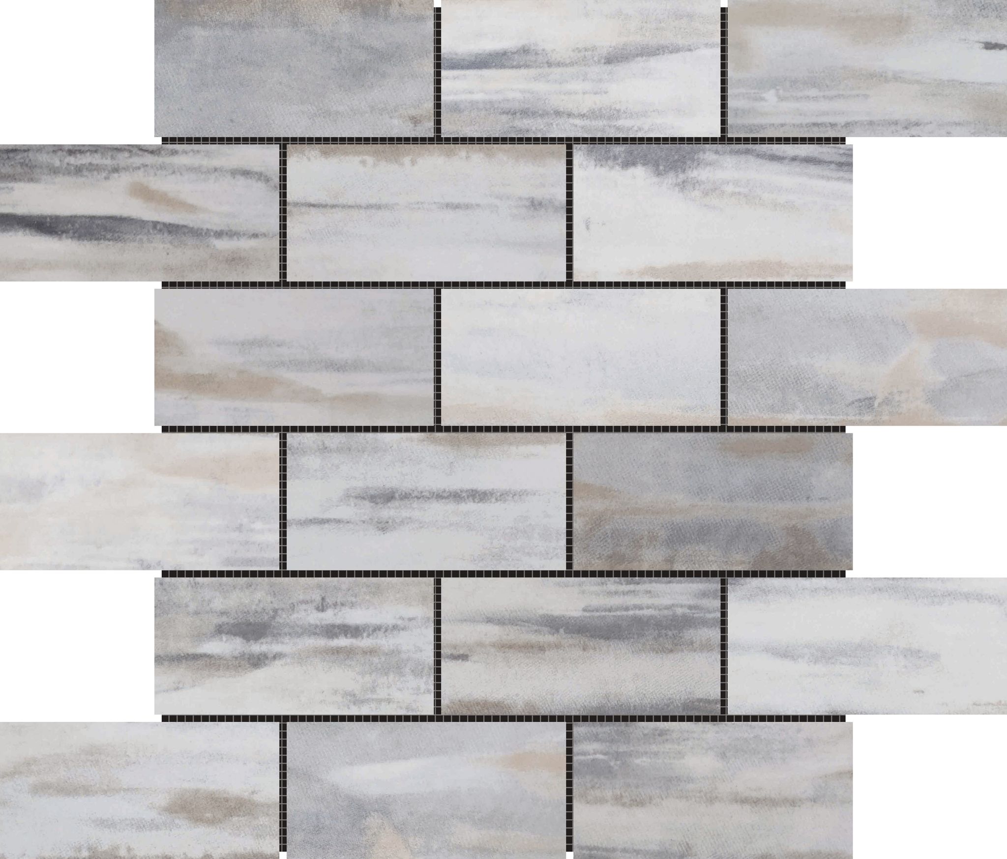 2"x4" Glazed Ceramic Grey Beige Mix Rough Surface Mosaic | In Home Stone