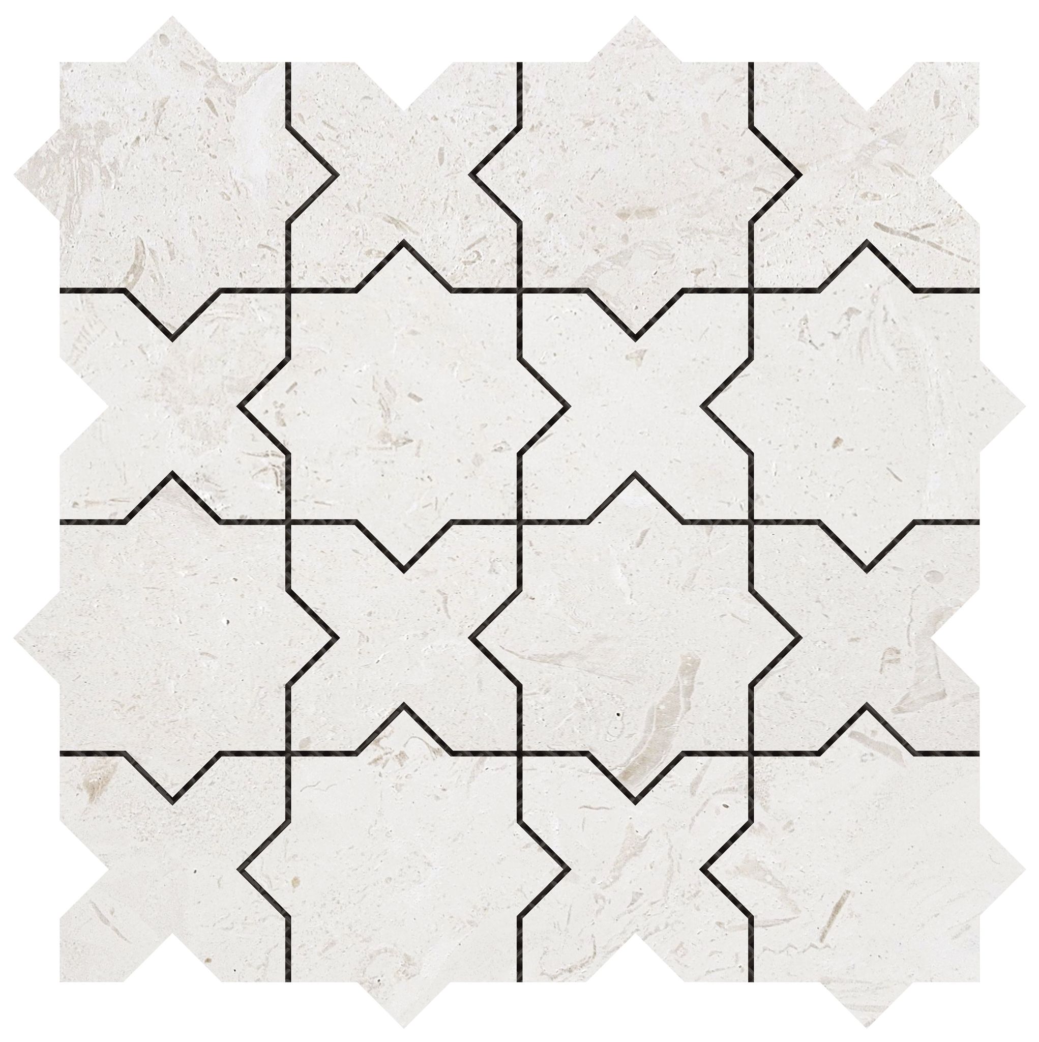 3"x3" Cross & Star Beige Marble | In Home Stone