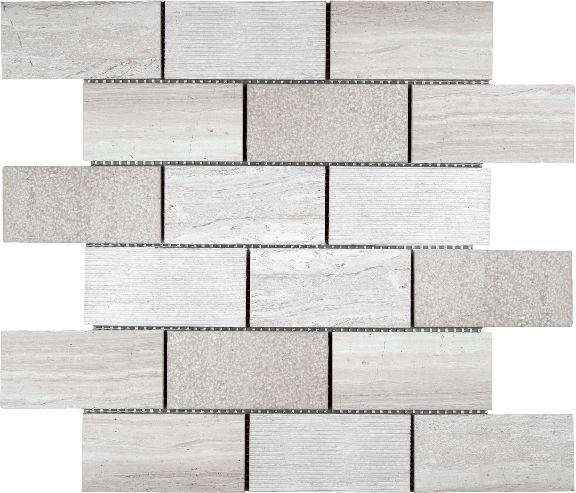 5x10cm Multi Finish Mosaic Limestone | In Home Stone