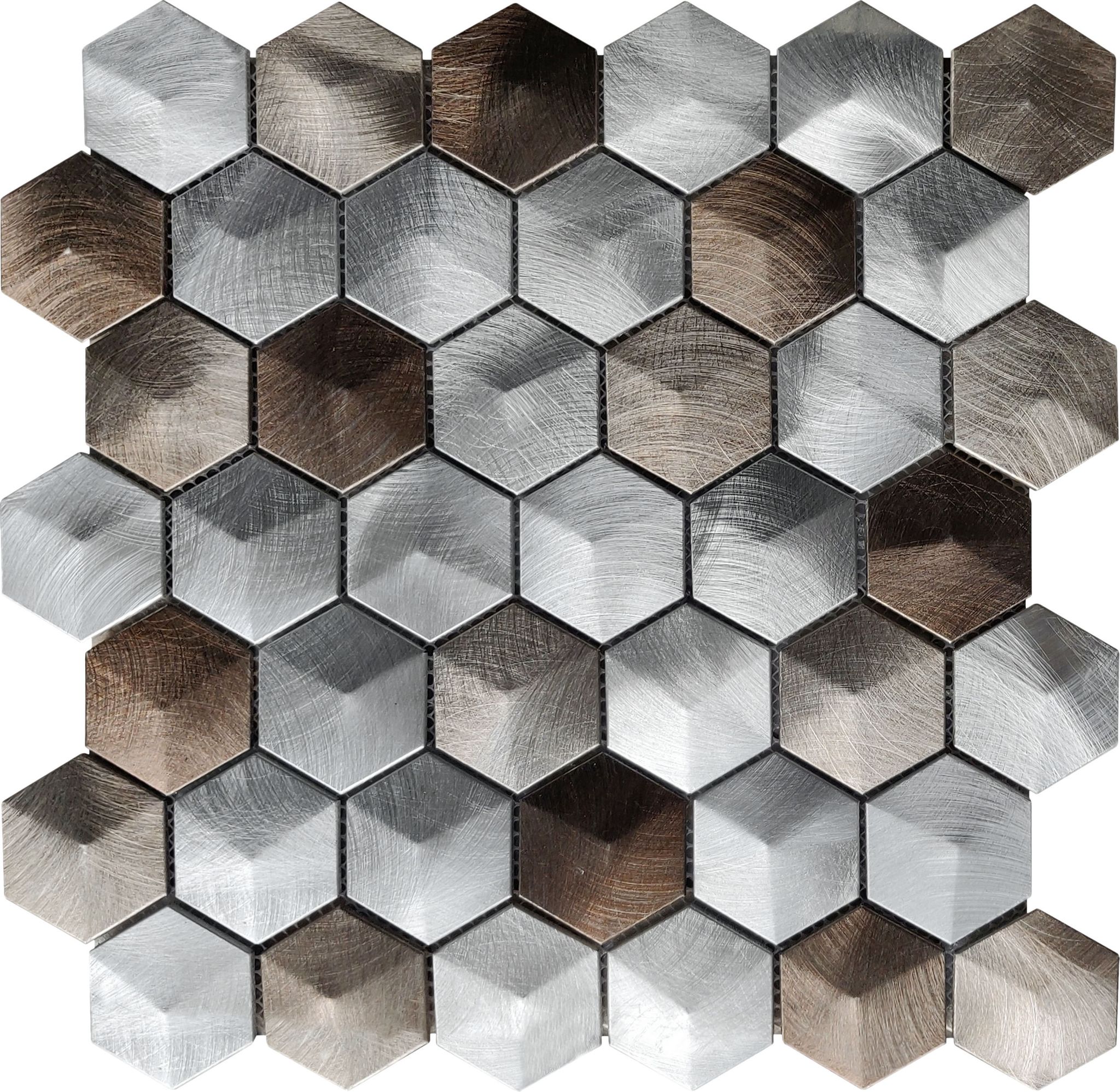 Aluminum Hexagon 19 Brown Mosaic | In Home Stone