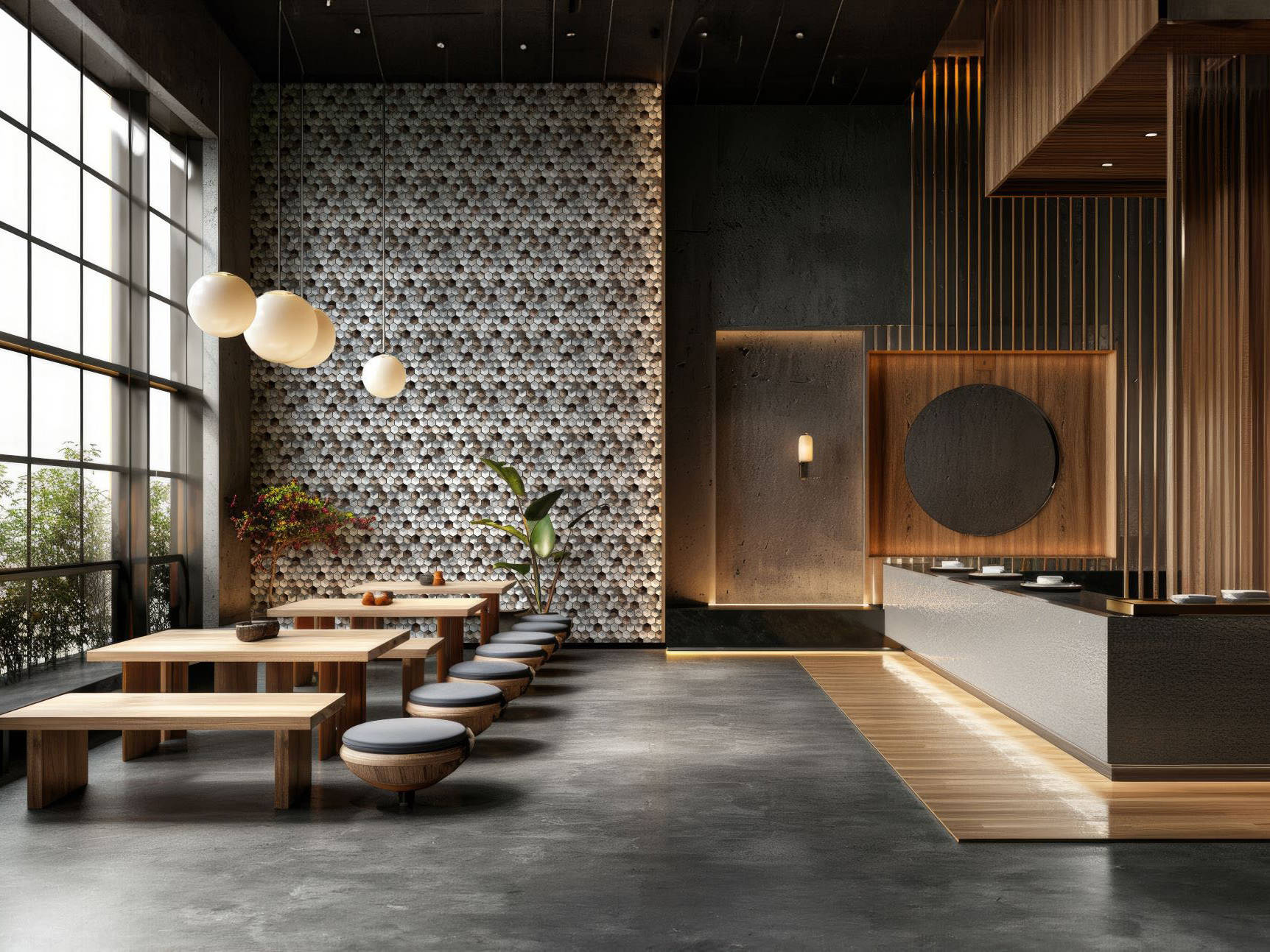 Aluminum Hexagon Silver Brown Mosaic | In Home Stone