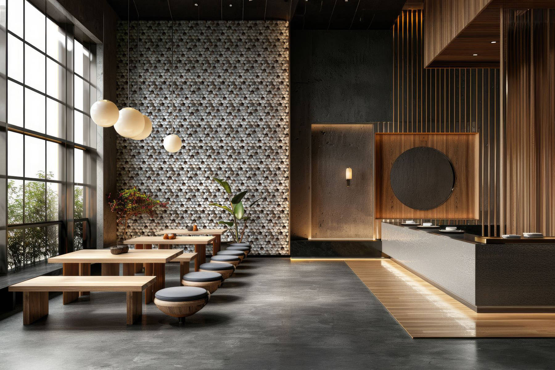 Aluminum Hexagon Silver Brown Mosaic | In Home Stone