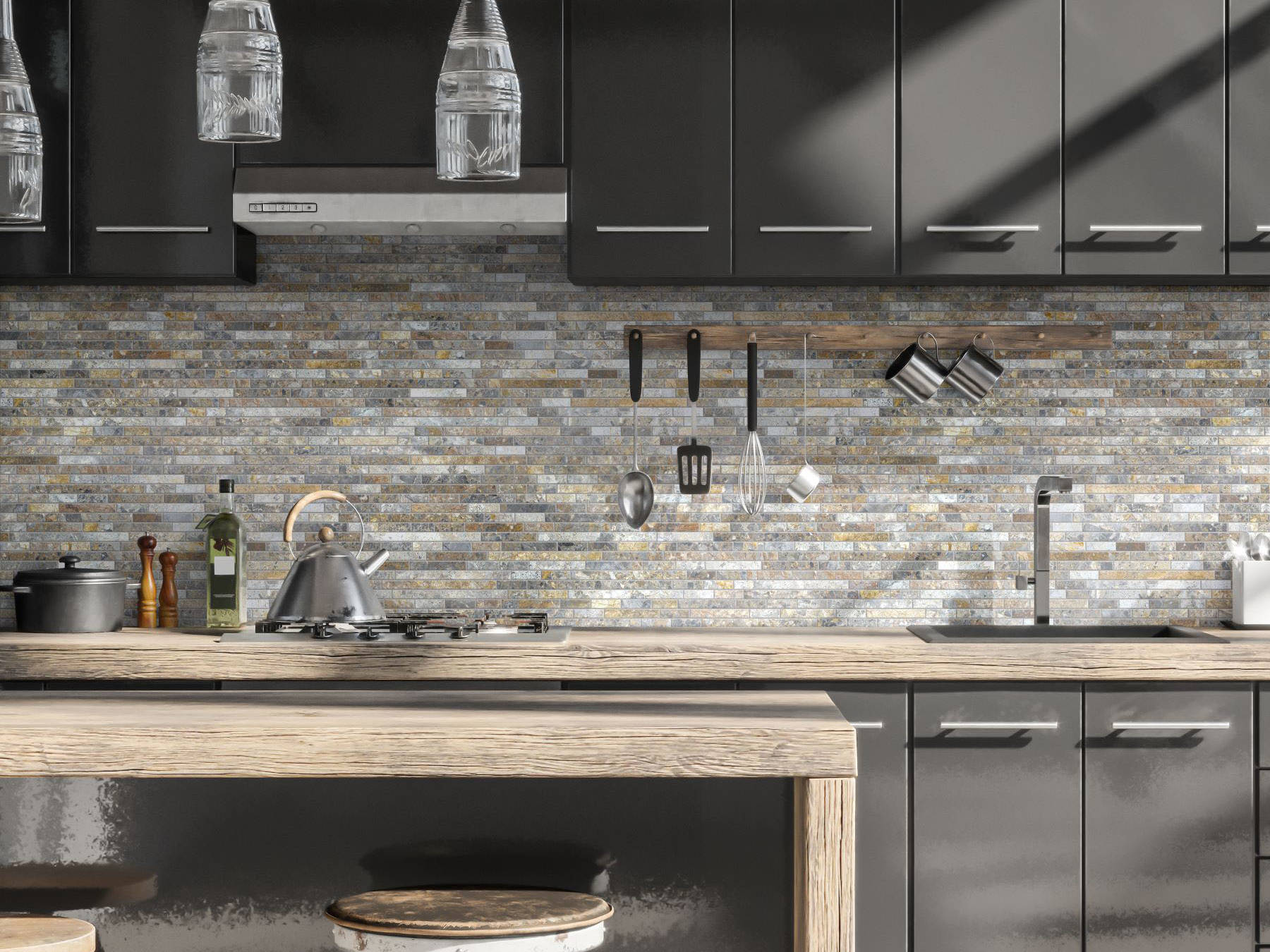 Baguette Royal Vein Mosaic | In Home Stone
