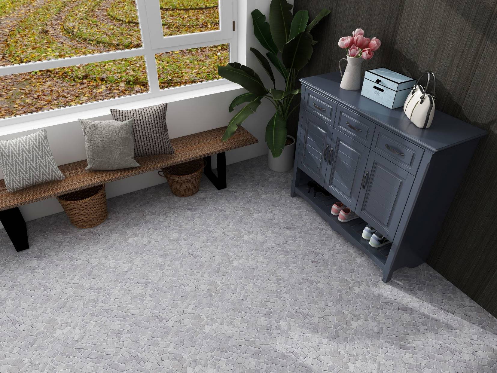 Beige Limestone Matte Mini Opus Interlocking  | In Home Stone