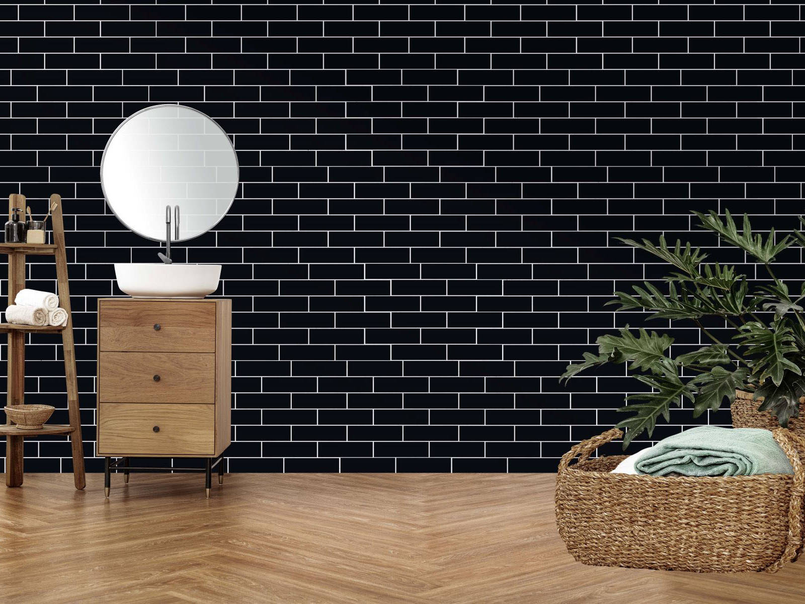 Black Brick Pattern Glossy Glazed Ceramic 2