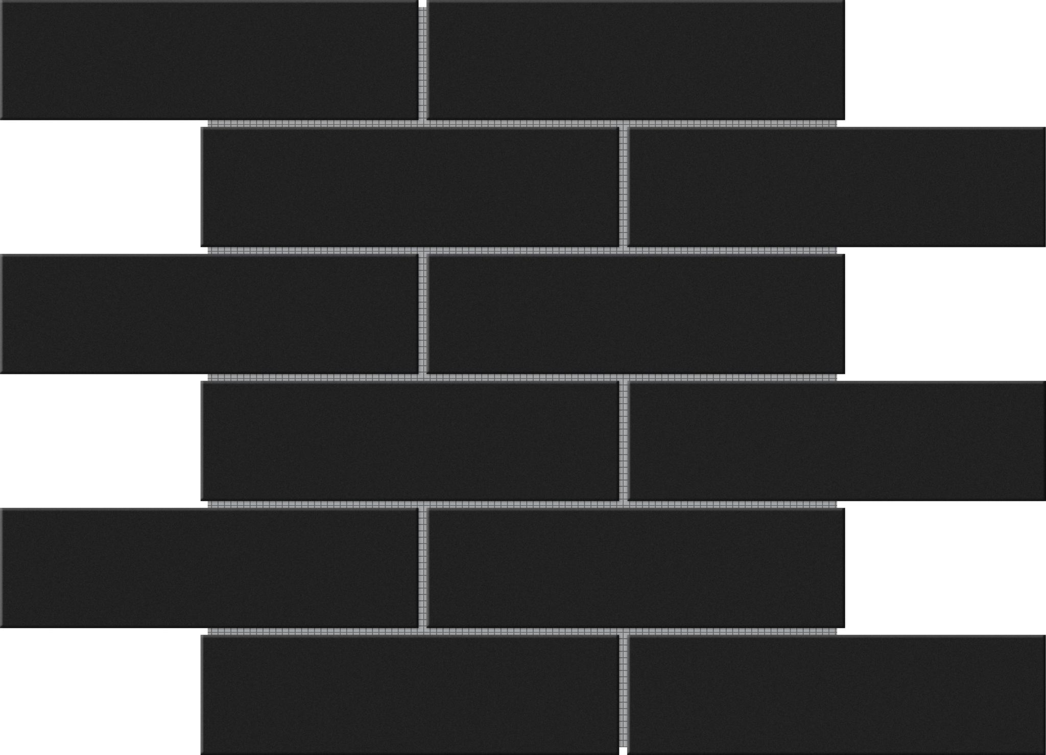 Black Brick Pattern Glossy Glazed Ceramic 2"x6" | In Home Stone
