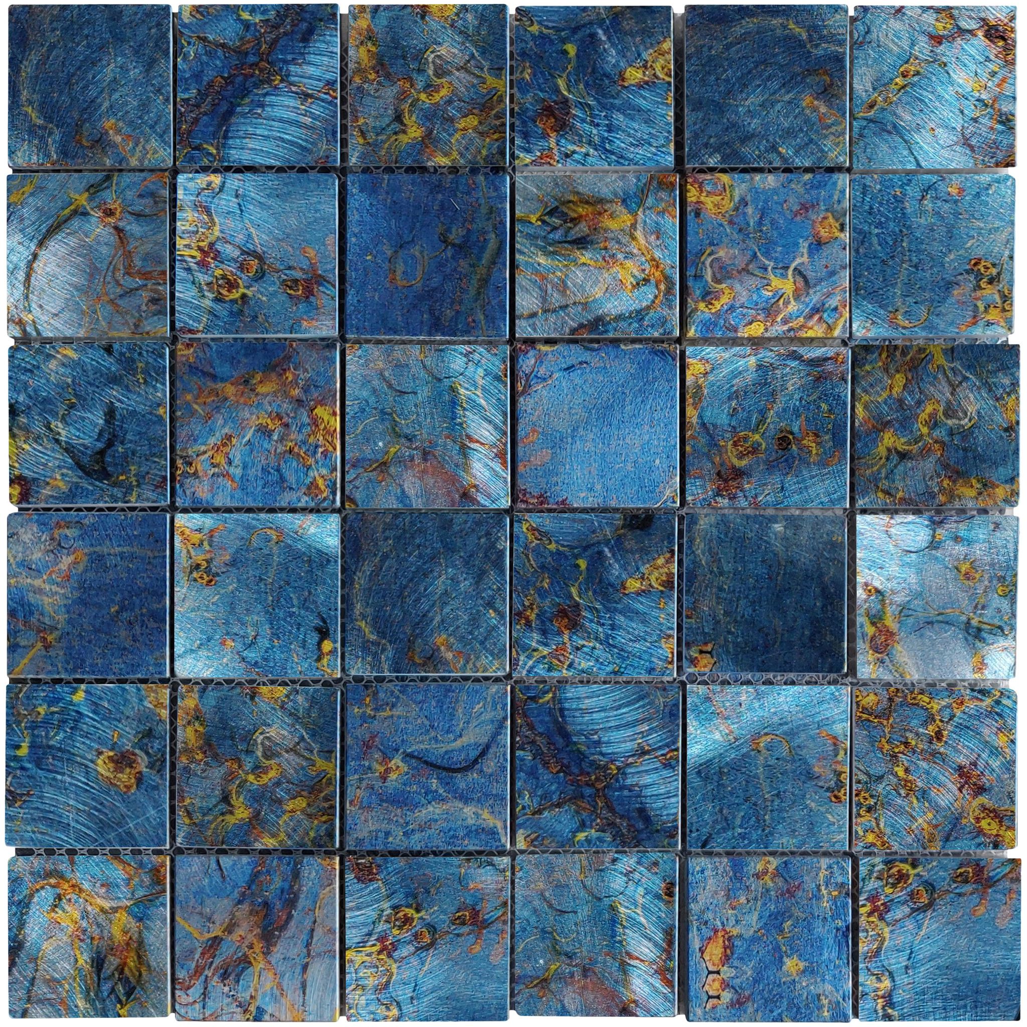 Blue Aluminum 2"x2" Mix Mosaic | In Home Stone