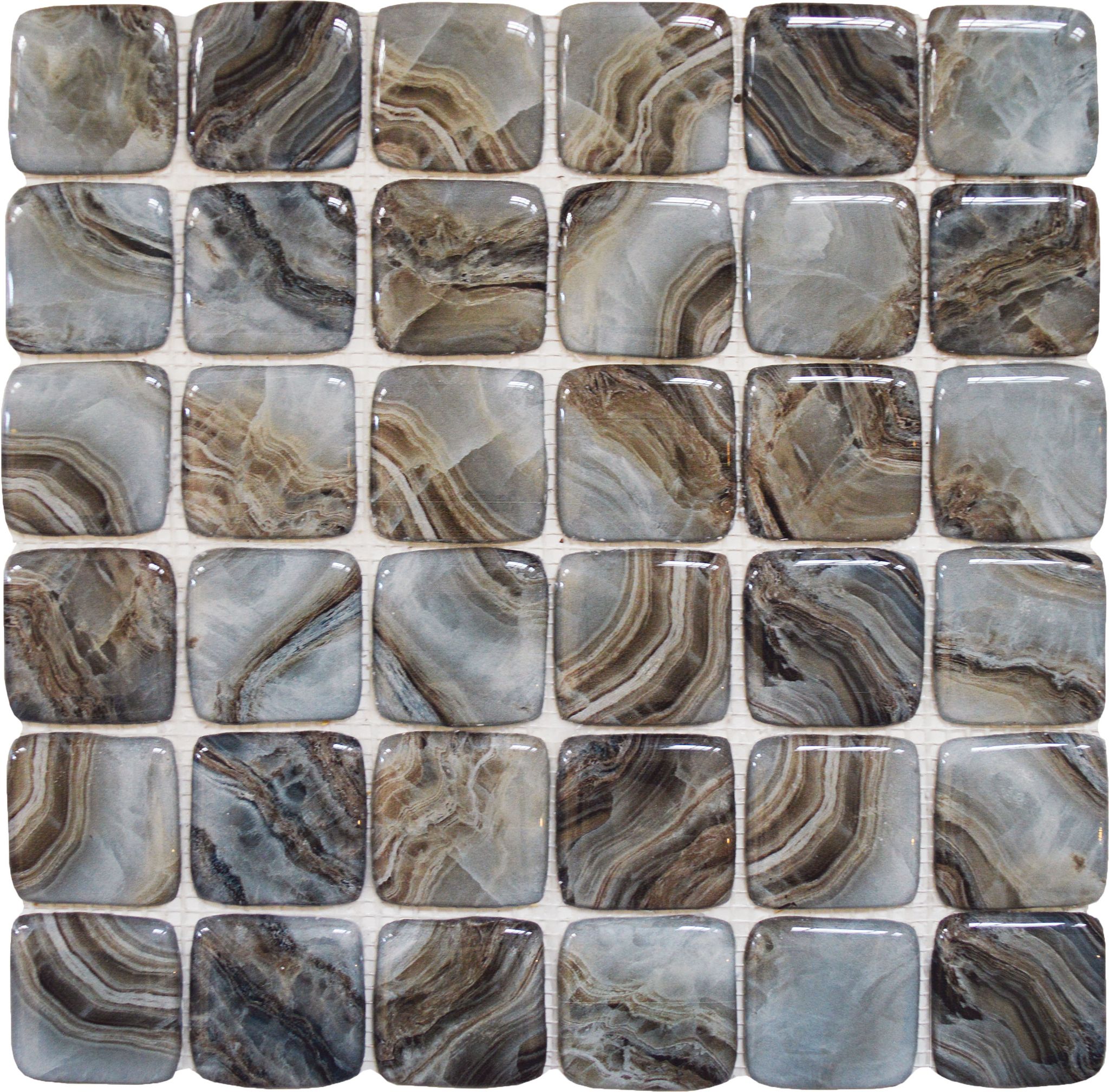 Glass Square Grey Beige Mix Marble Pattern Mix Mosaic | In Home Stone