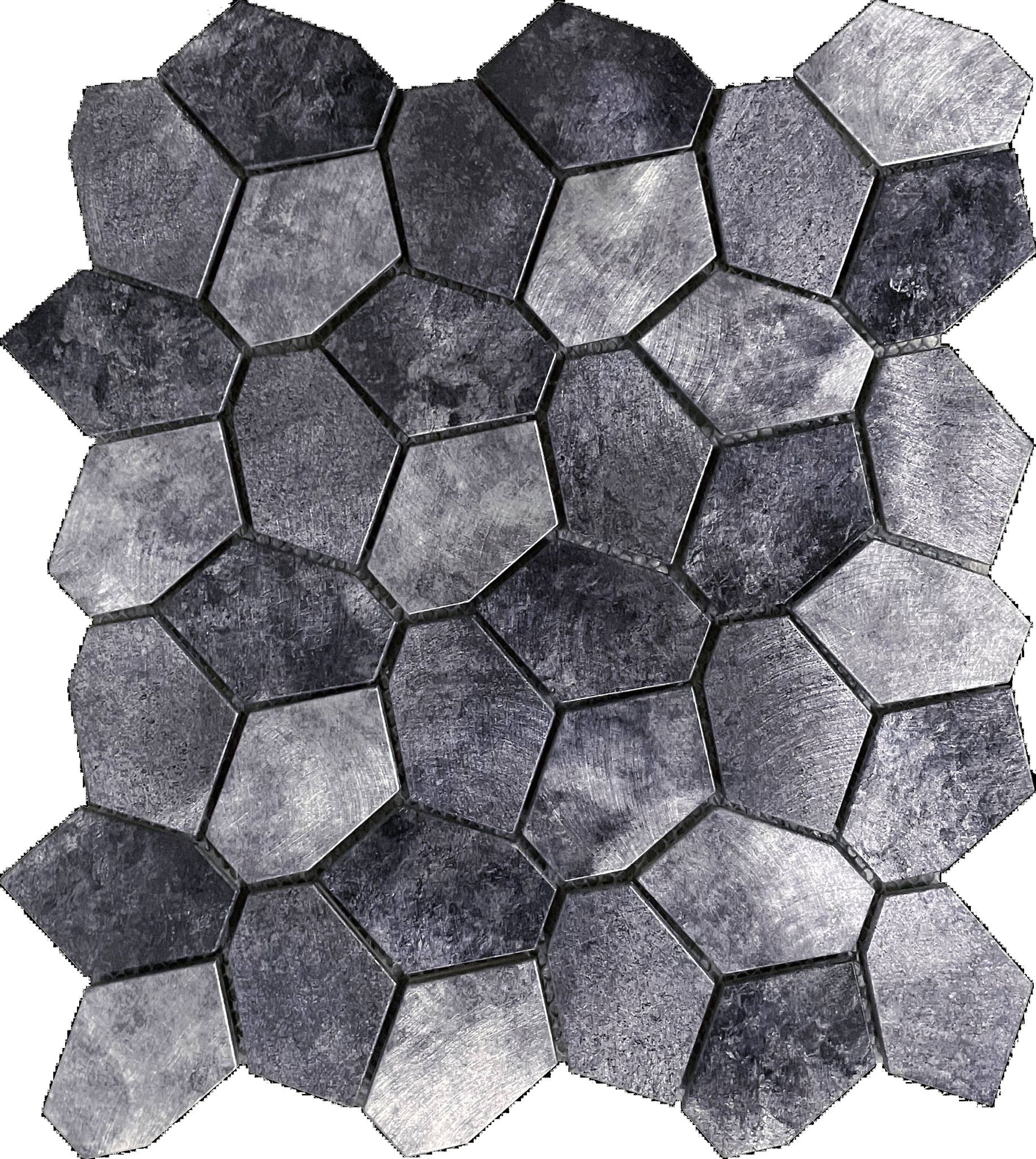 Hexagon Aluminum Mix Grey 11.4"x12.2" | In Home Stone