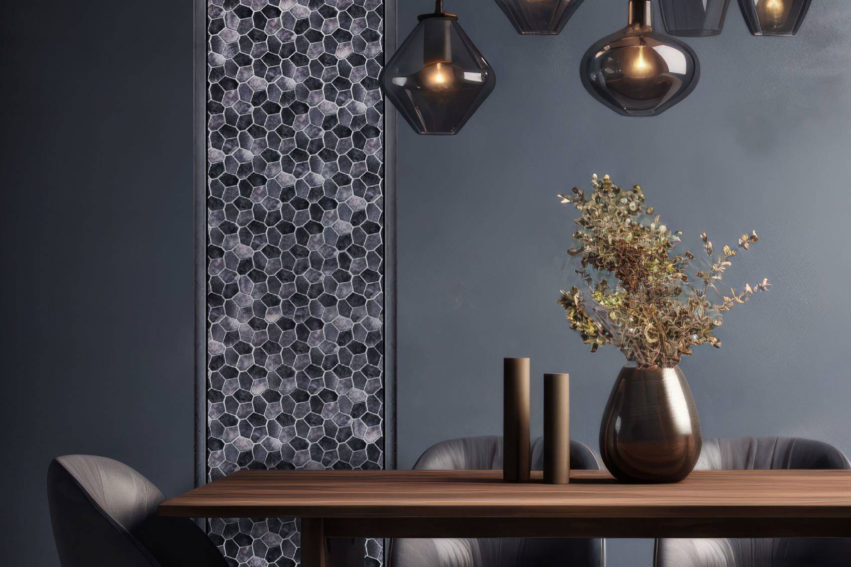Hexagon Aluminum Mix Grey Mosaic | In Home Stone