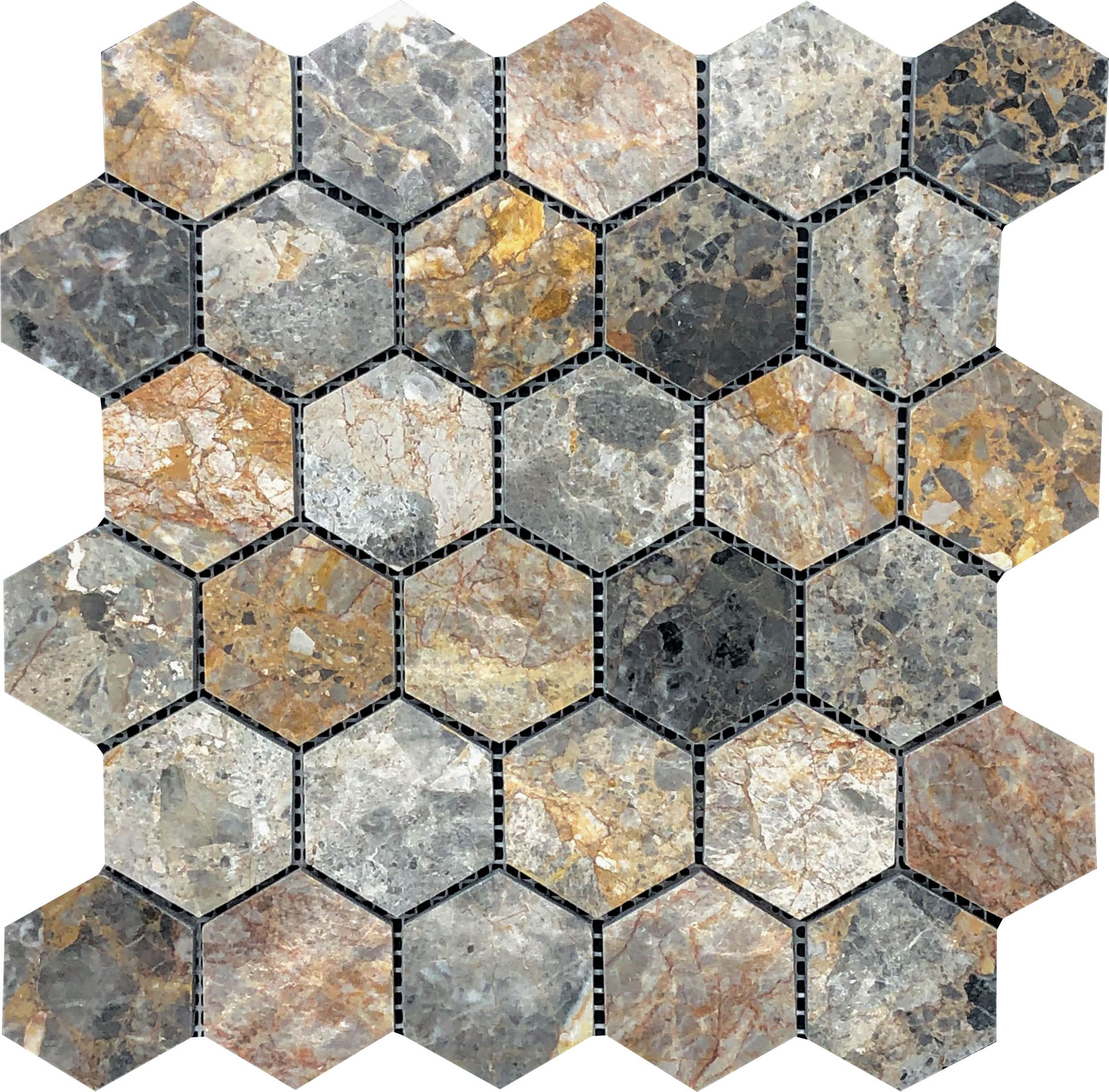 Hexagon Royal Vein Mosaic | In Home Stone