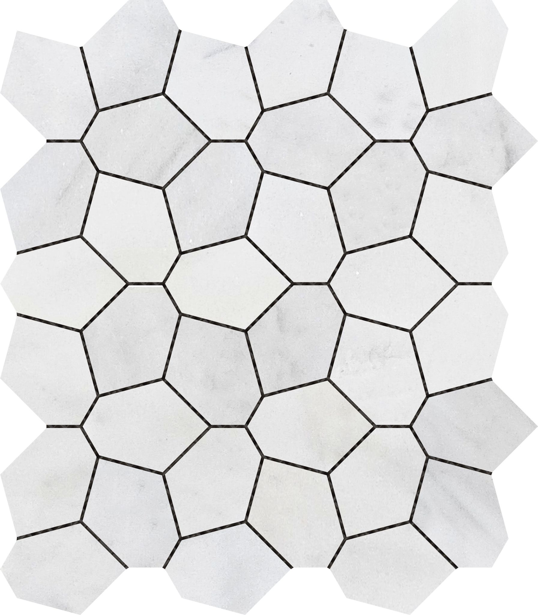 Irregular Hexagon White Grey Marble | In Home Stone