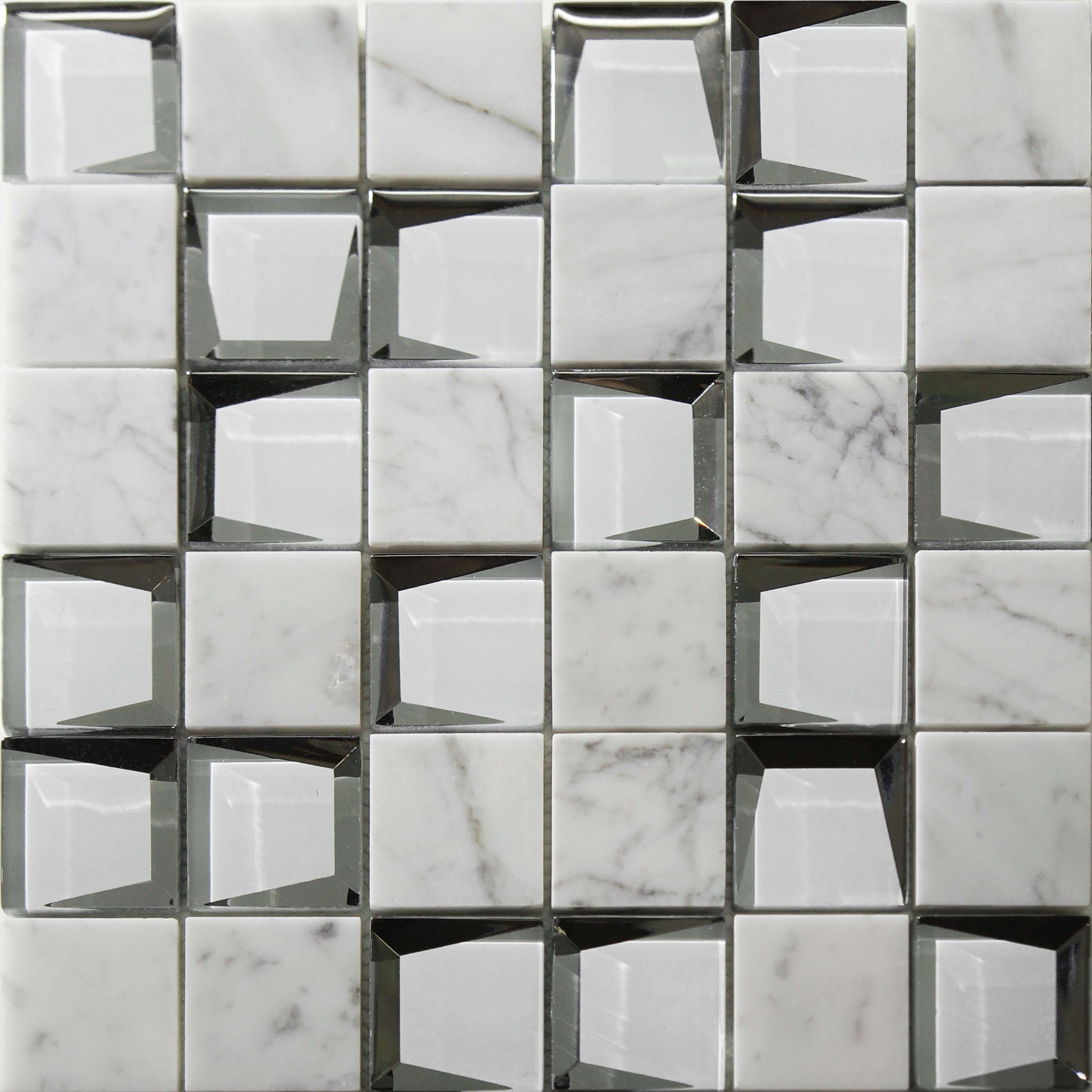 Marble & Glass 2"x2" White Mix Mosaic | In Home Stone
