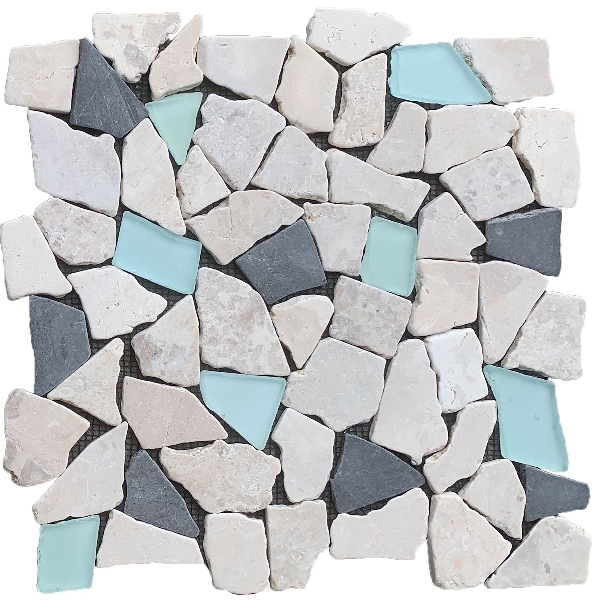 Mini Opus Beige Grey Marble Mix & Green Glass | In Home Stone