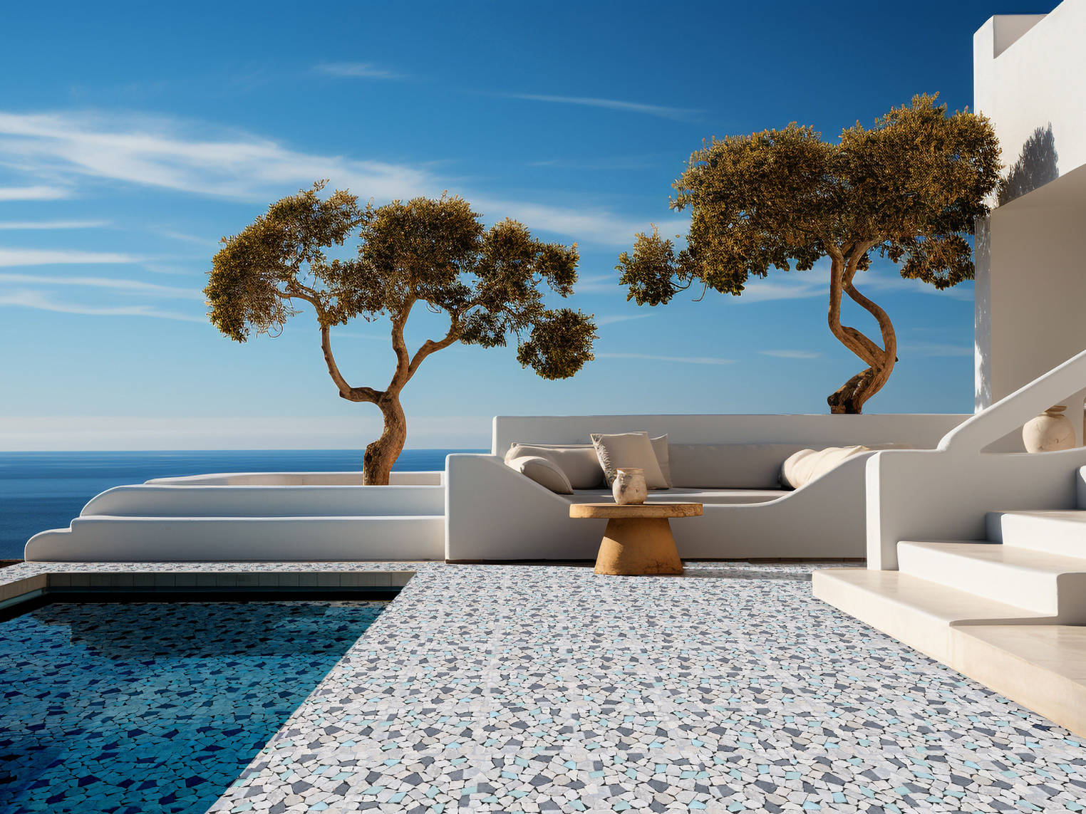 Mini Opus Beige Grey Marble Mix & Green Glass | In Home Stone