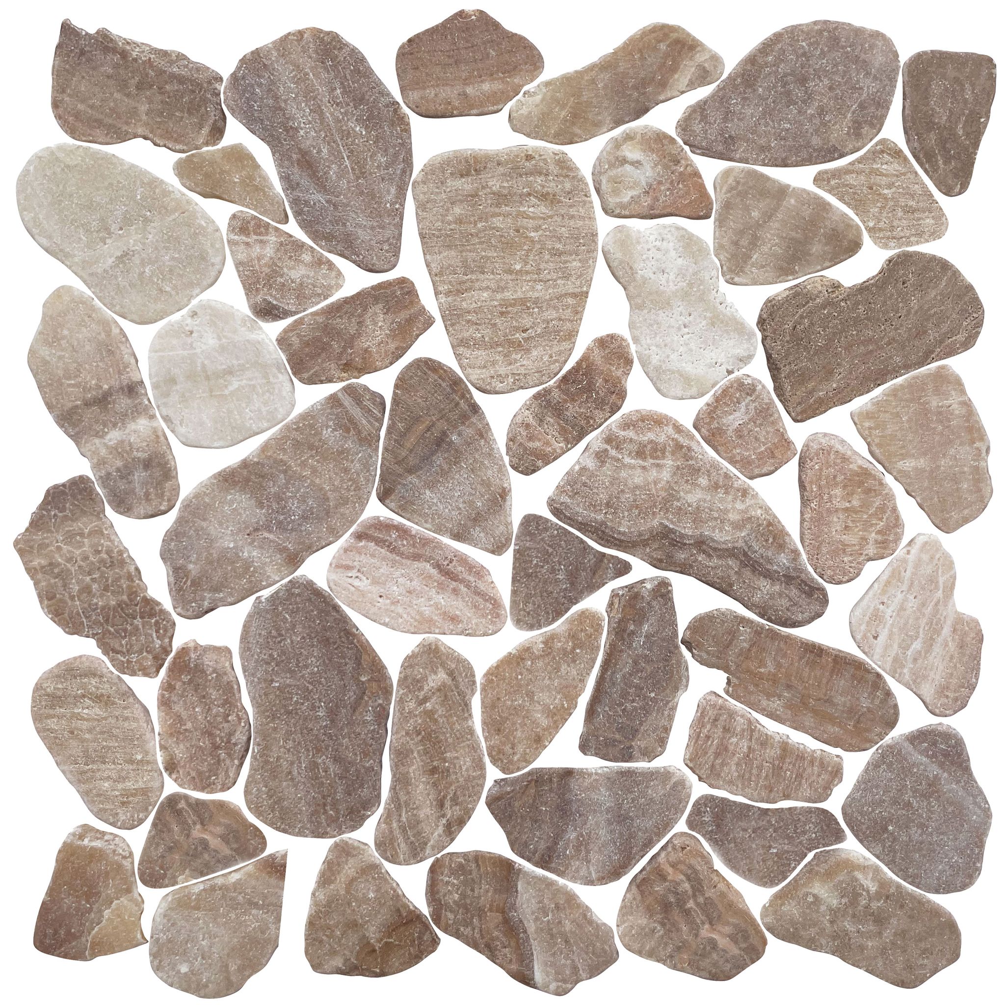 Mini Opus Matte Beige Brown Marble Stone Interlocking | In Home Stone