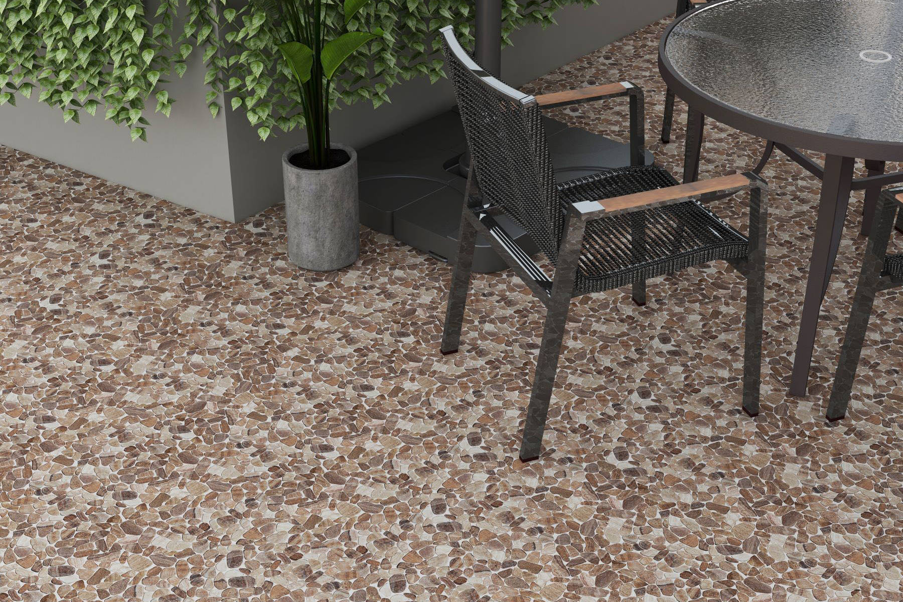 Mini Opus Matte Beige Brown Marble Stone Interlocking | In Home Stone