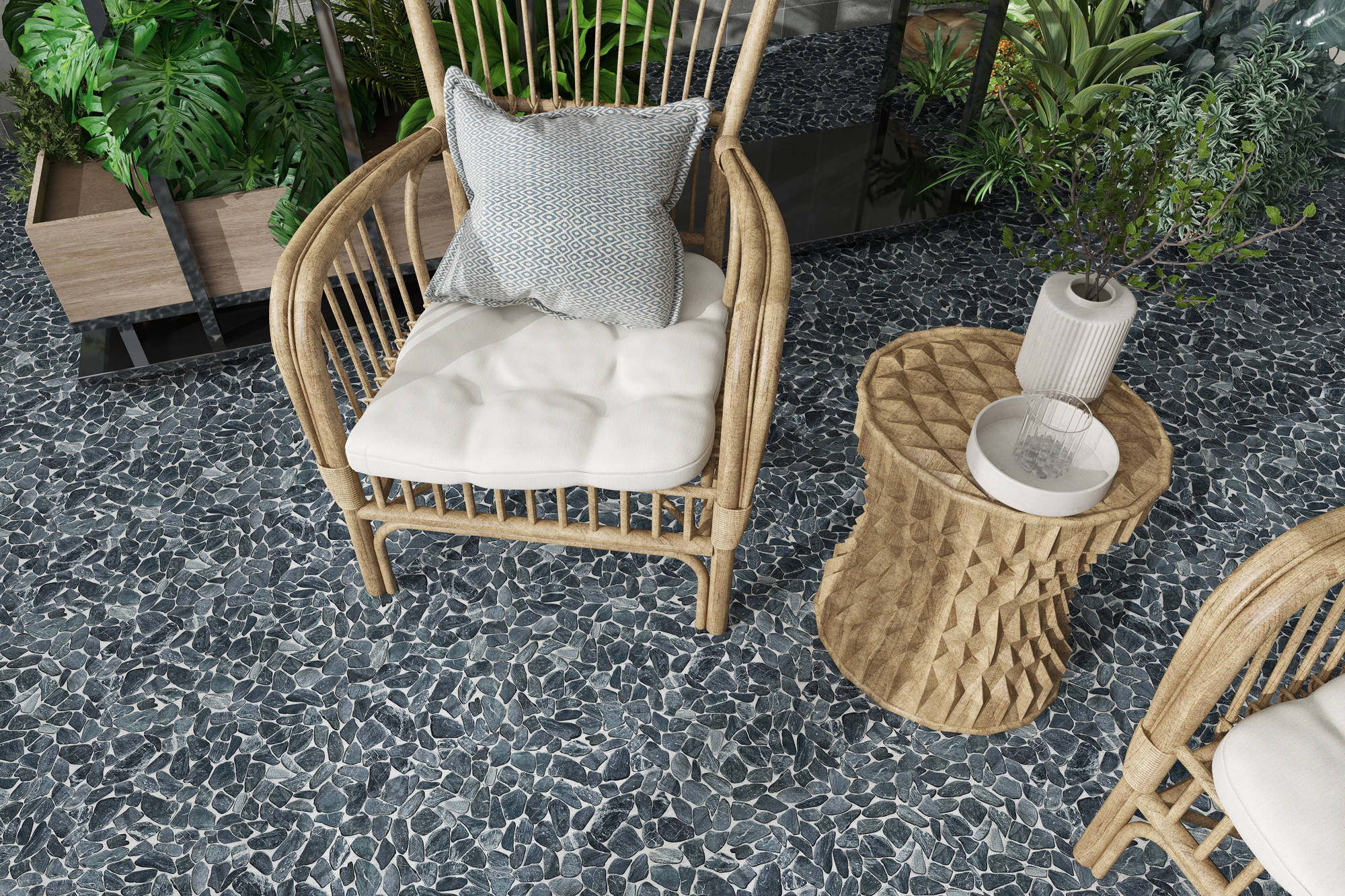 Mini Opus Matte Grey Mix Marble Stone Interlocking | In Home Stone