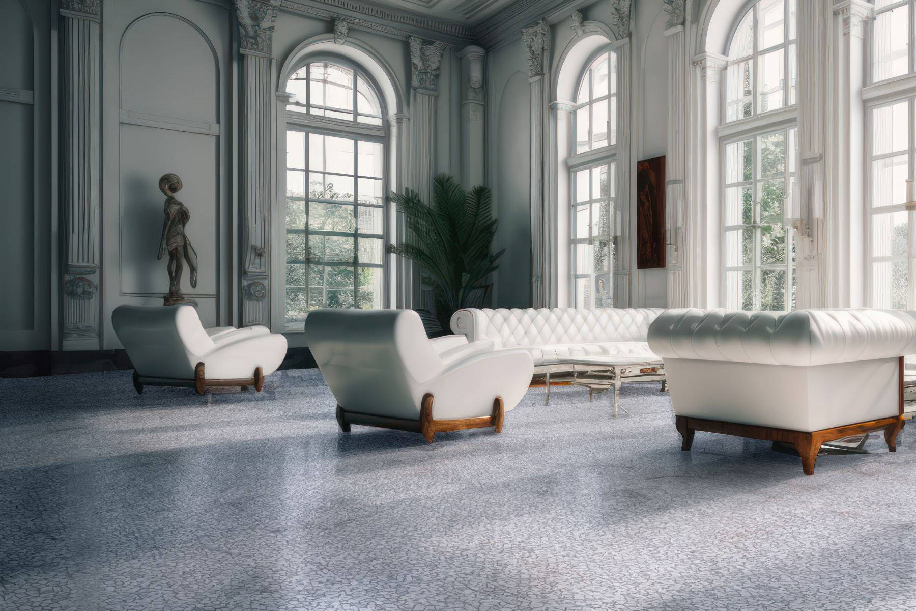 Mini Opus Matte White Grey Marble Stone Interlocking 2 | In Home Stone