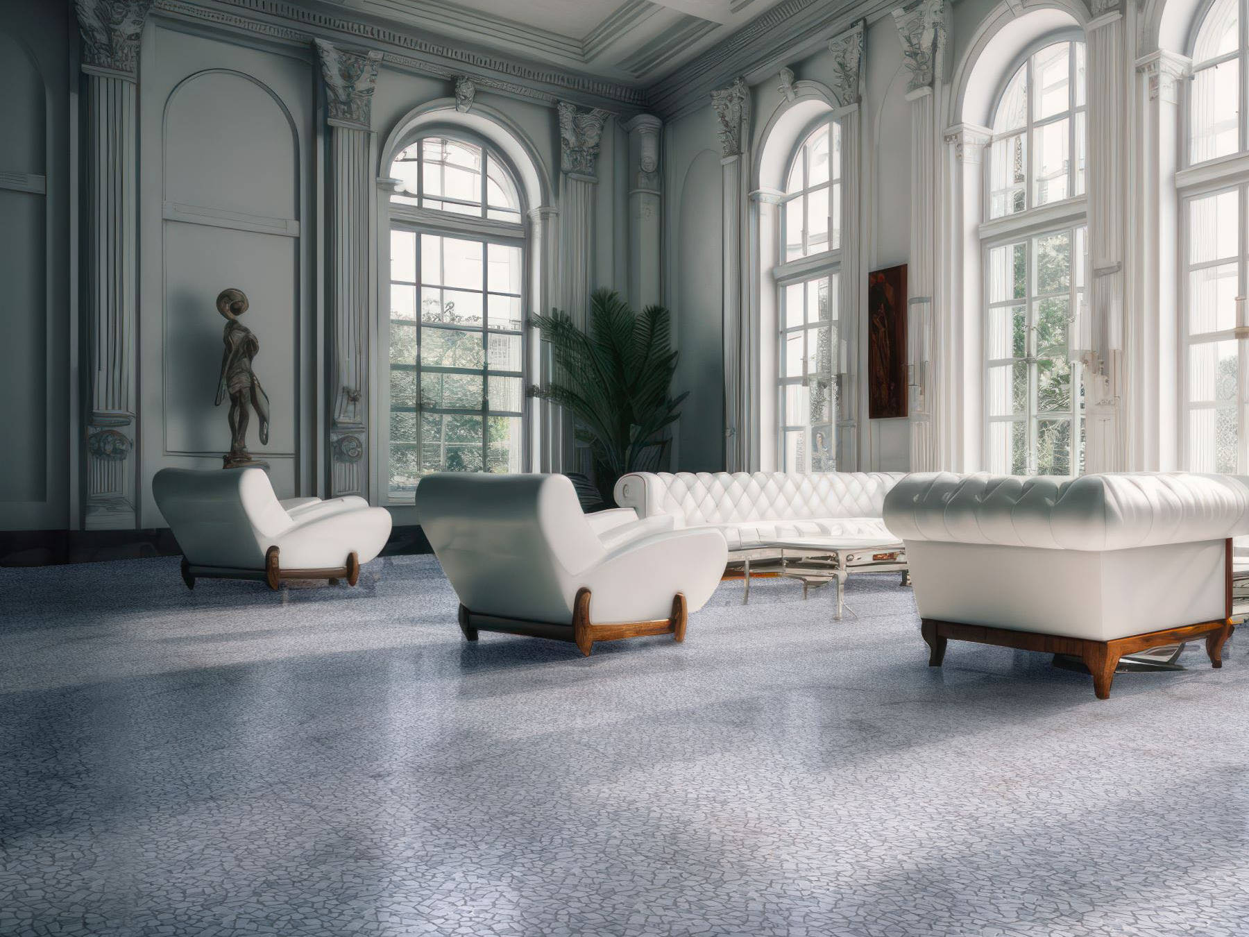 Mini Opus Matte White Grey Marble Stone Interlocking 2 | In Home Stone