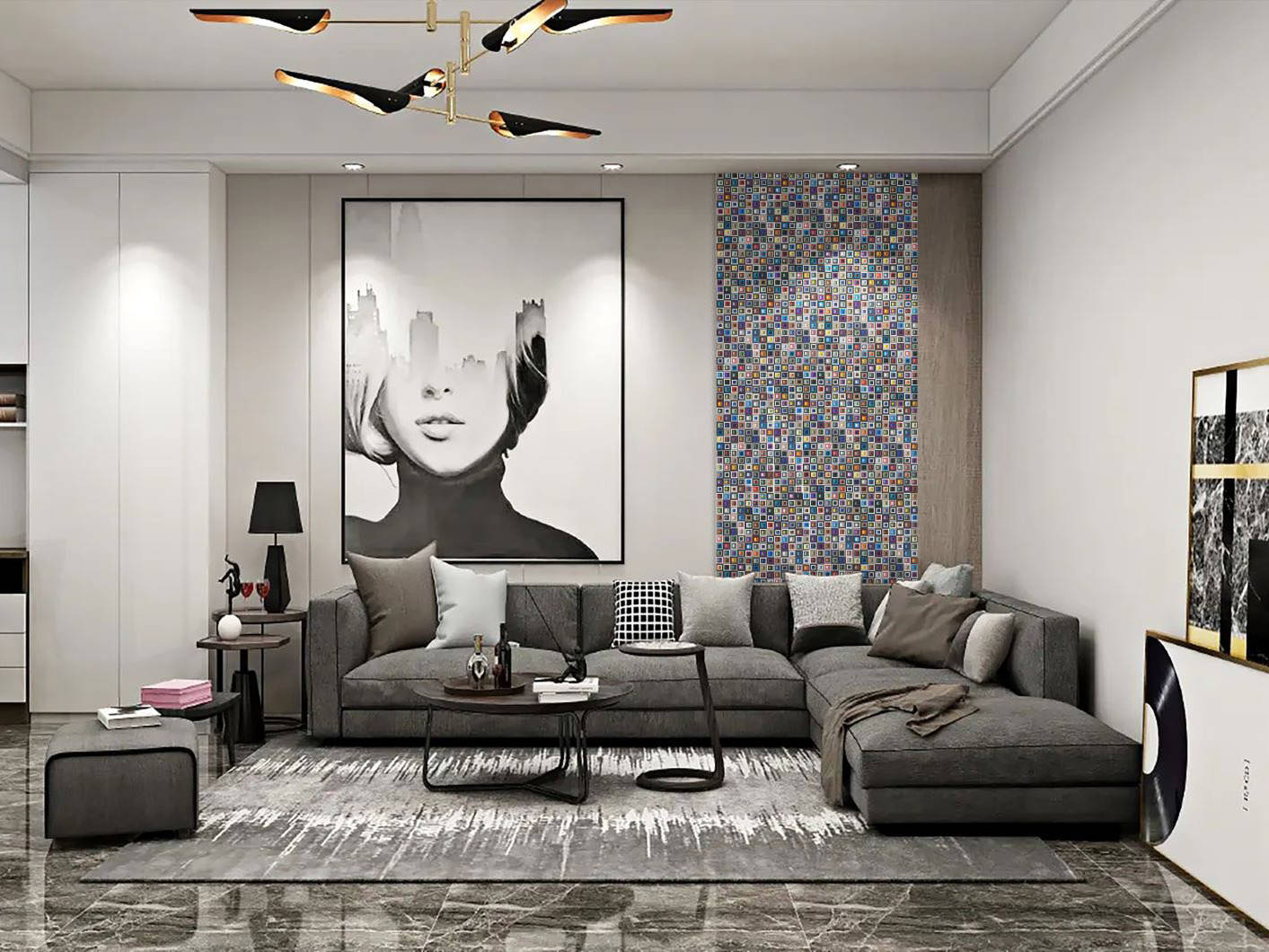 Multicolor Square Mix Glass Resin Mosaic | In Home Stone