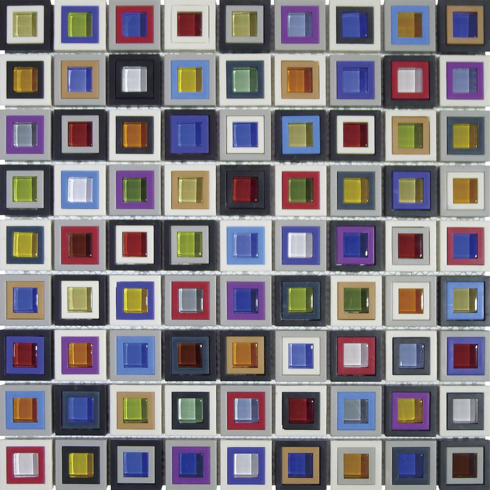 Multicolor Square Mix Glass Resin | In Home Stone