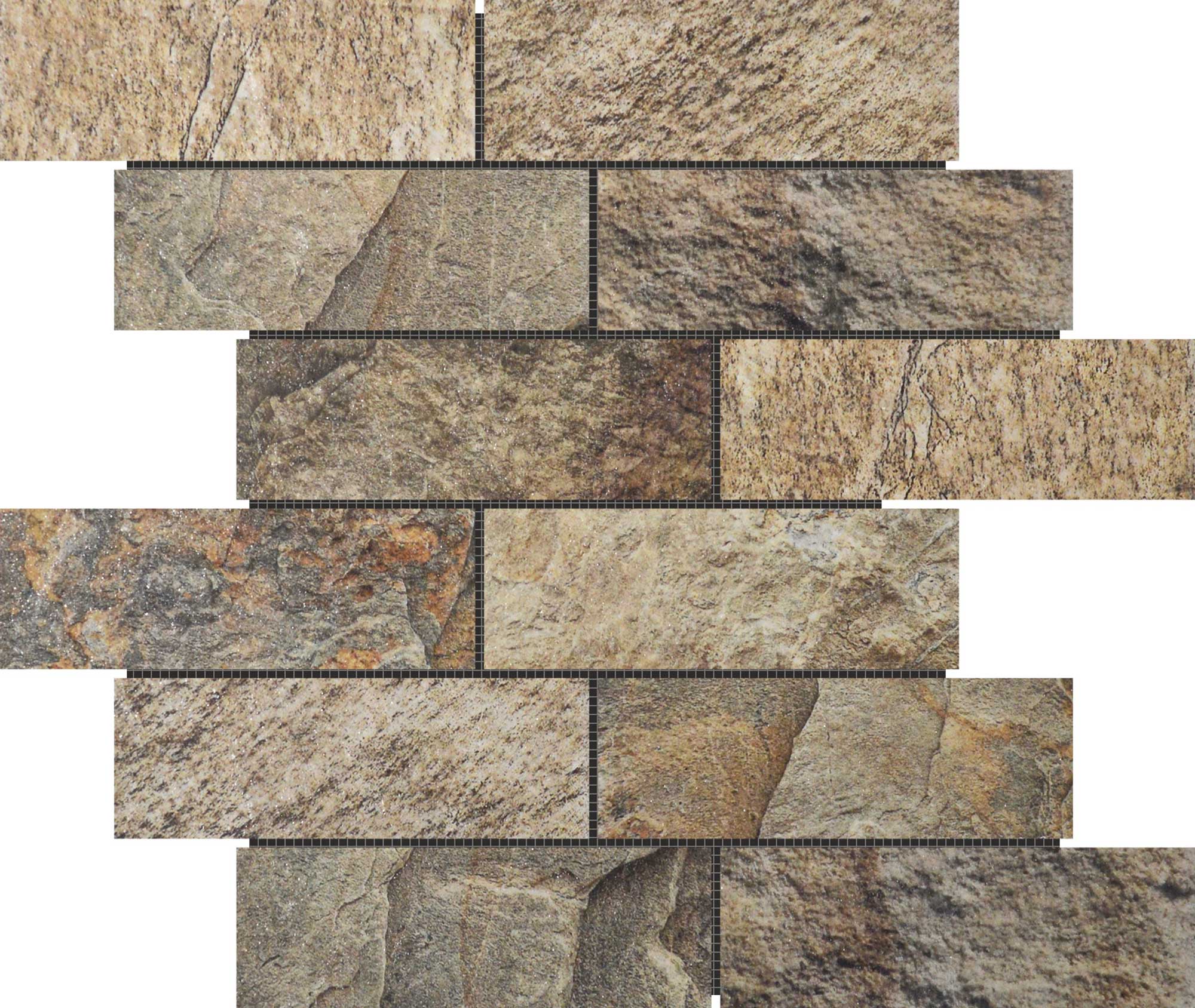 Slate Stone Beige Glazed Ceramic 2"x6" Brick | In Home Stone