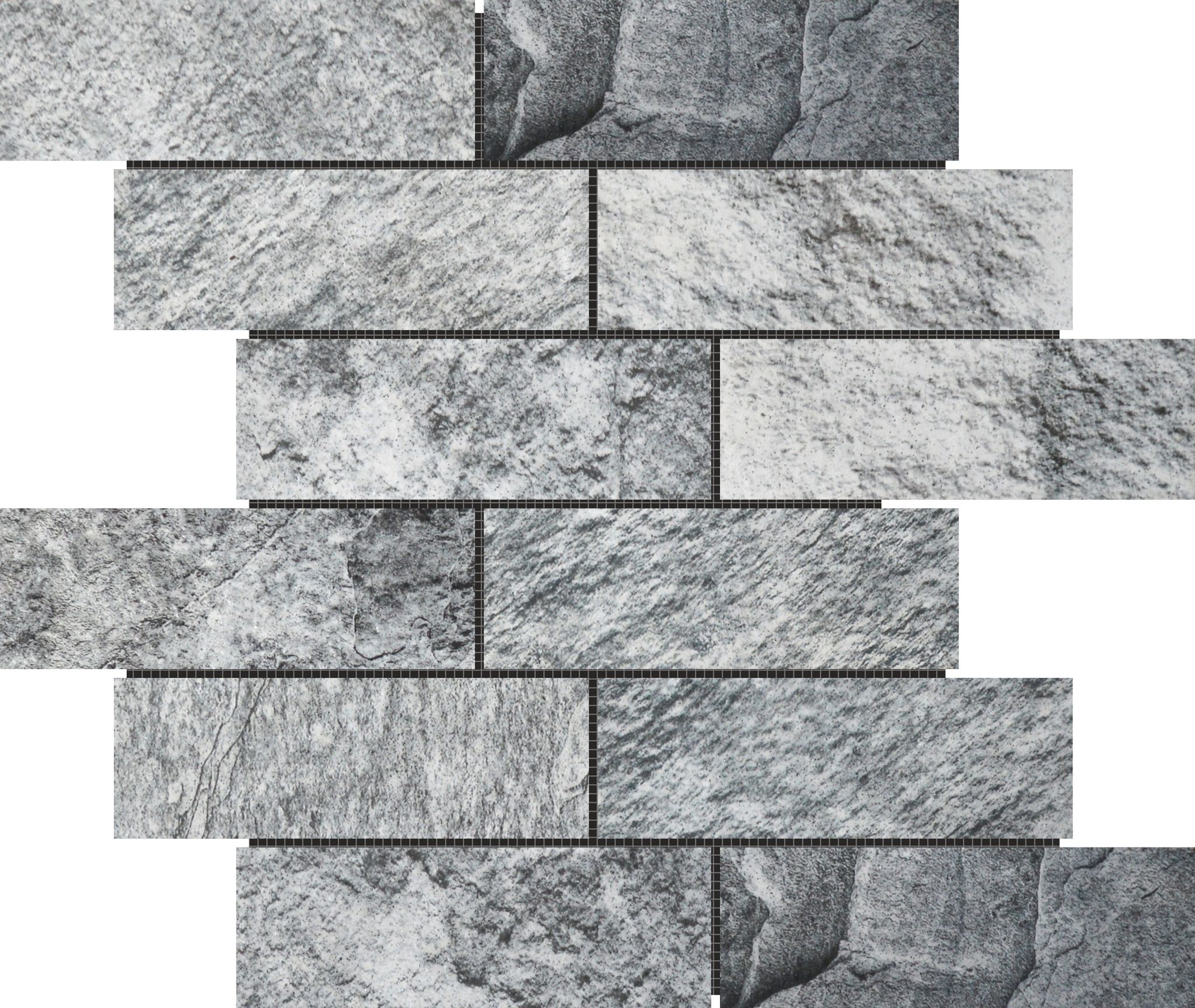 Slate Stone Grey Glazed Ceramic 2"x6" Brick Mosaic | In Home Stone