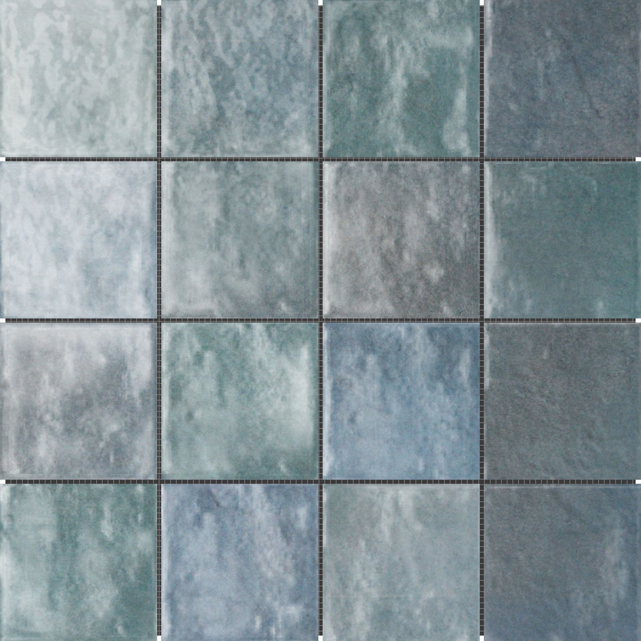 Zellige Glazed Ceramic Soft Blue Mix 3"x3" Mosaic | In Home Stone