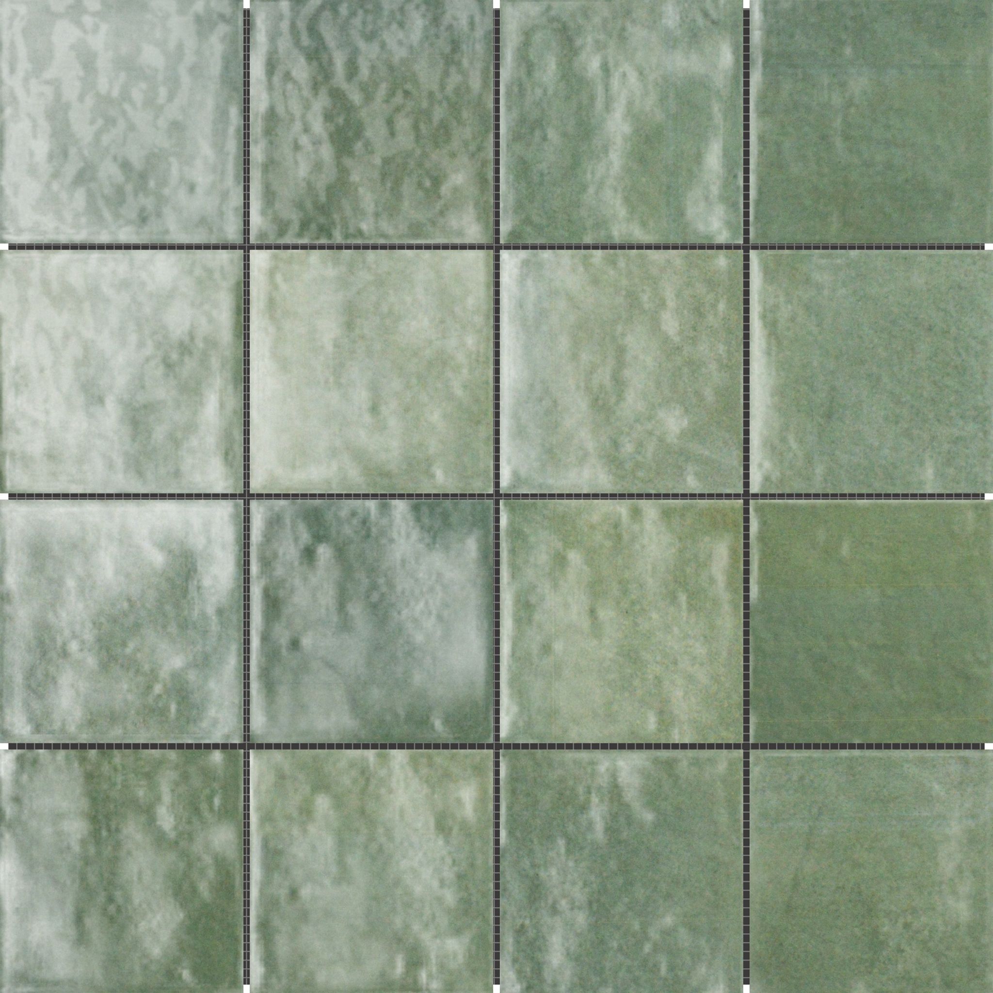 Zellige Glazed Ceramic Soft Green Mix 3"x3" | In Home Stone
