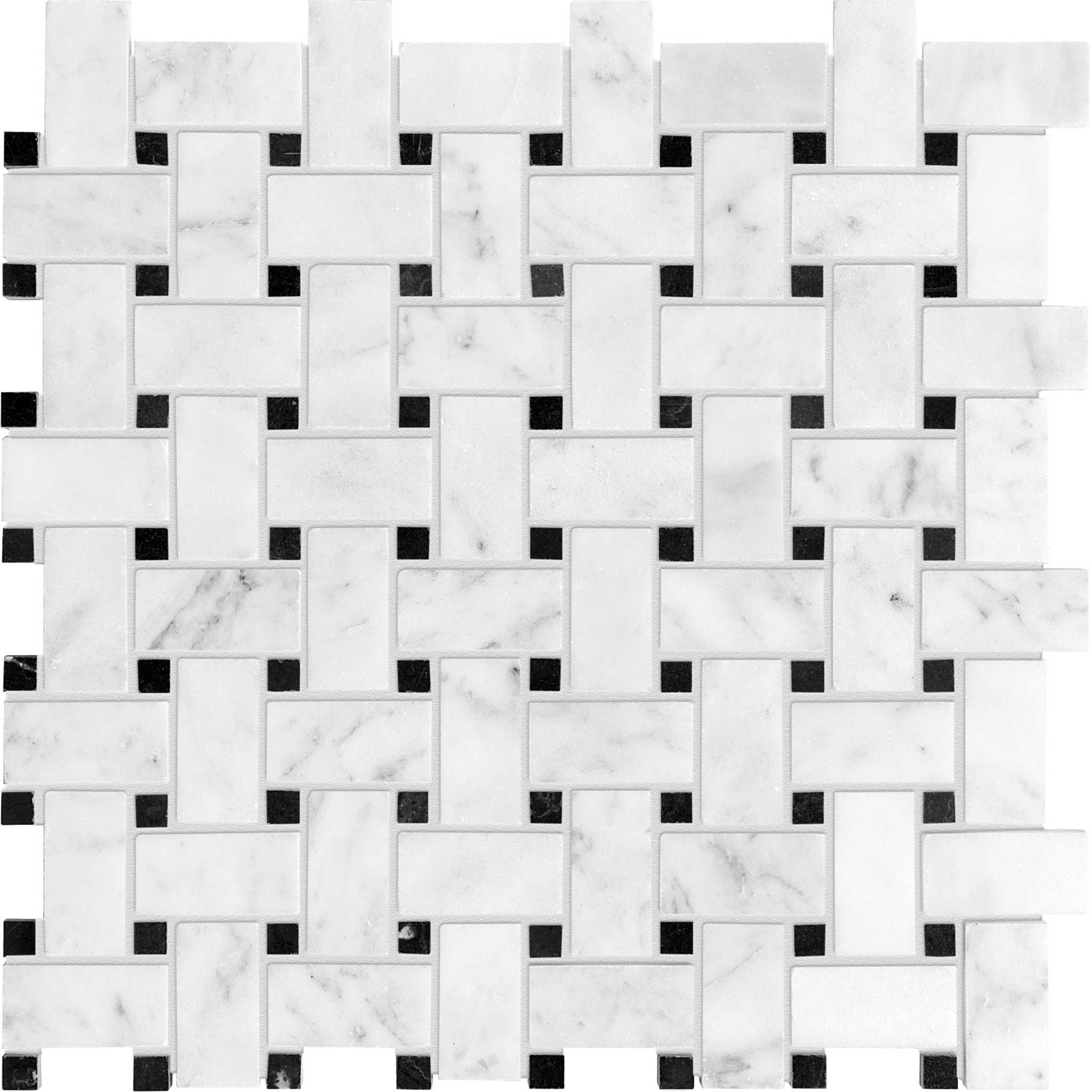 Bianco Venatino Basketweave Honed Mosaic | In Home Stone