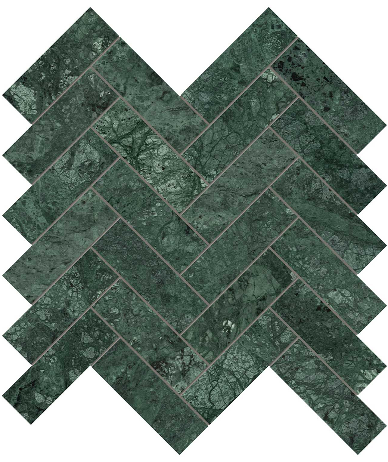 Diosa Verde 1.25x4 Herringbone Mosaic | In Home Stone