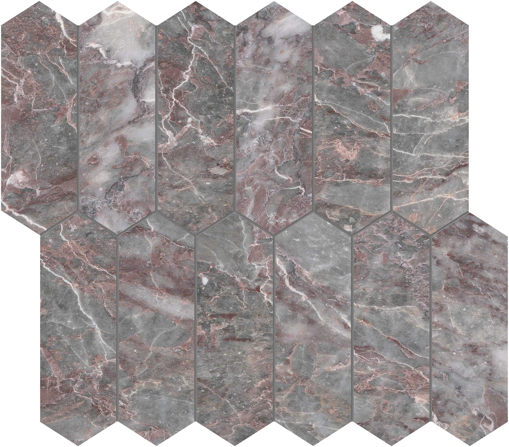 Sereno Burgundy 2x6 Picket Mosaic | In Home Stone