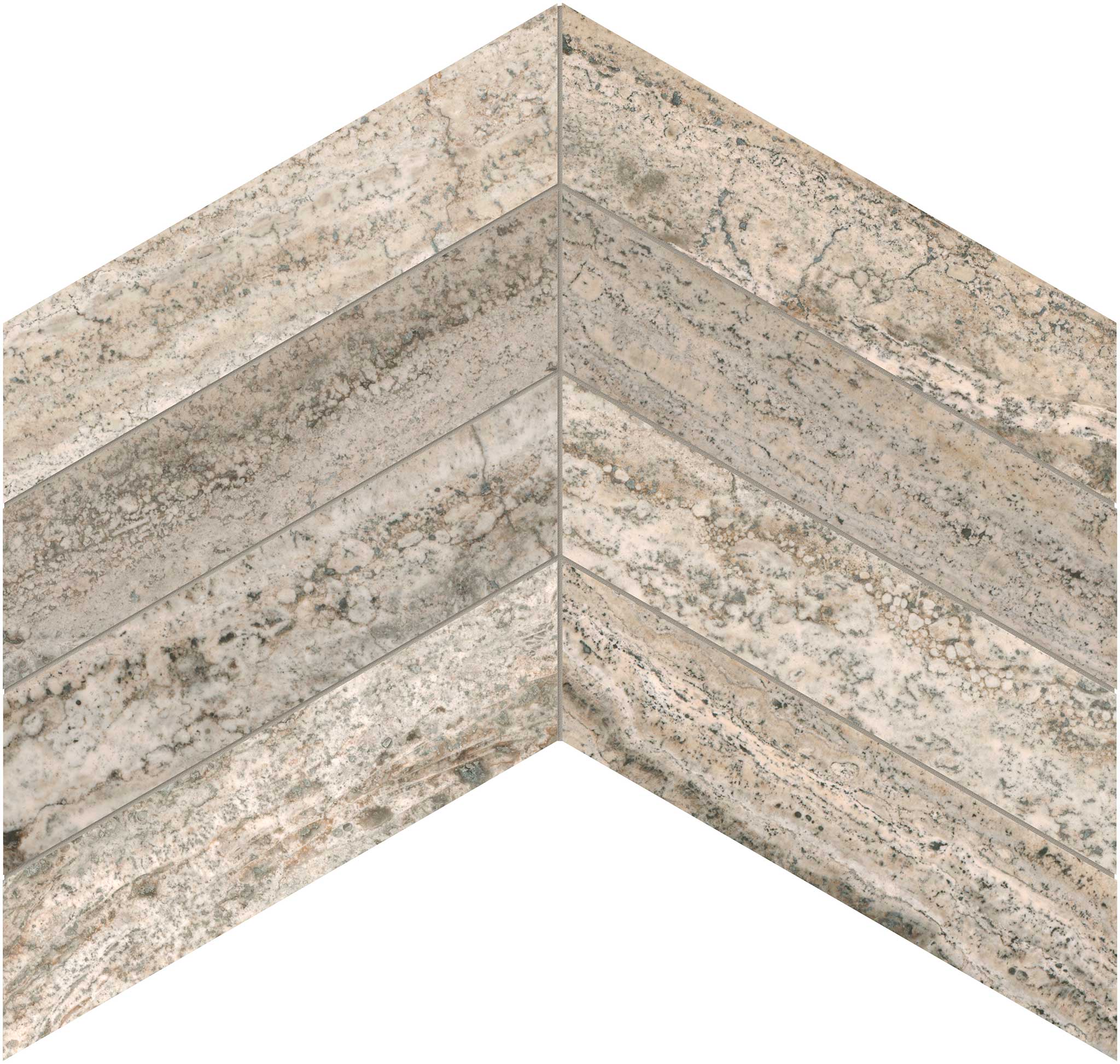 Silver Ash 2x8.5 Chevron Mosaic | In Home Stone