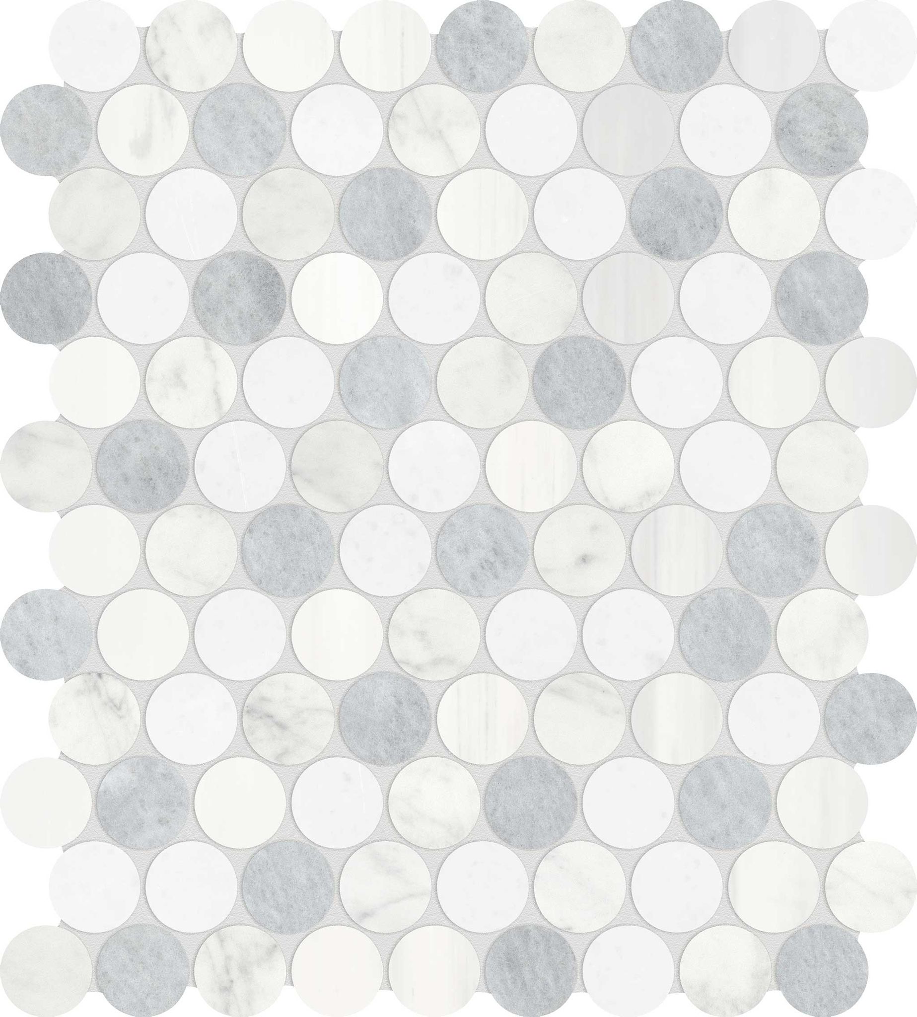 Utopio 1.25 Penny Round Polar Mosaic | In Home Stone