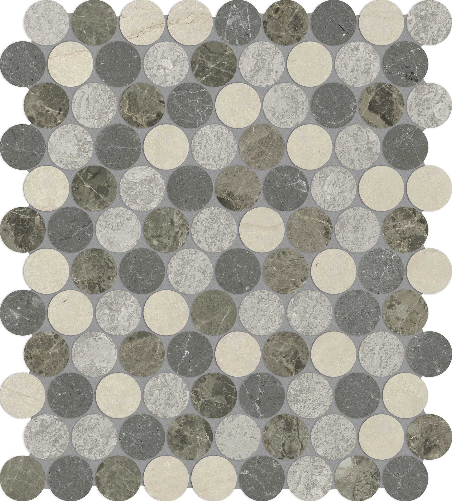 Utopio 1.25 Penny Round Terra Mosaic | In Home Stone