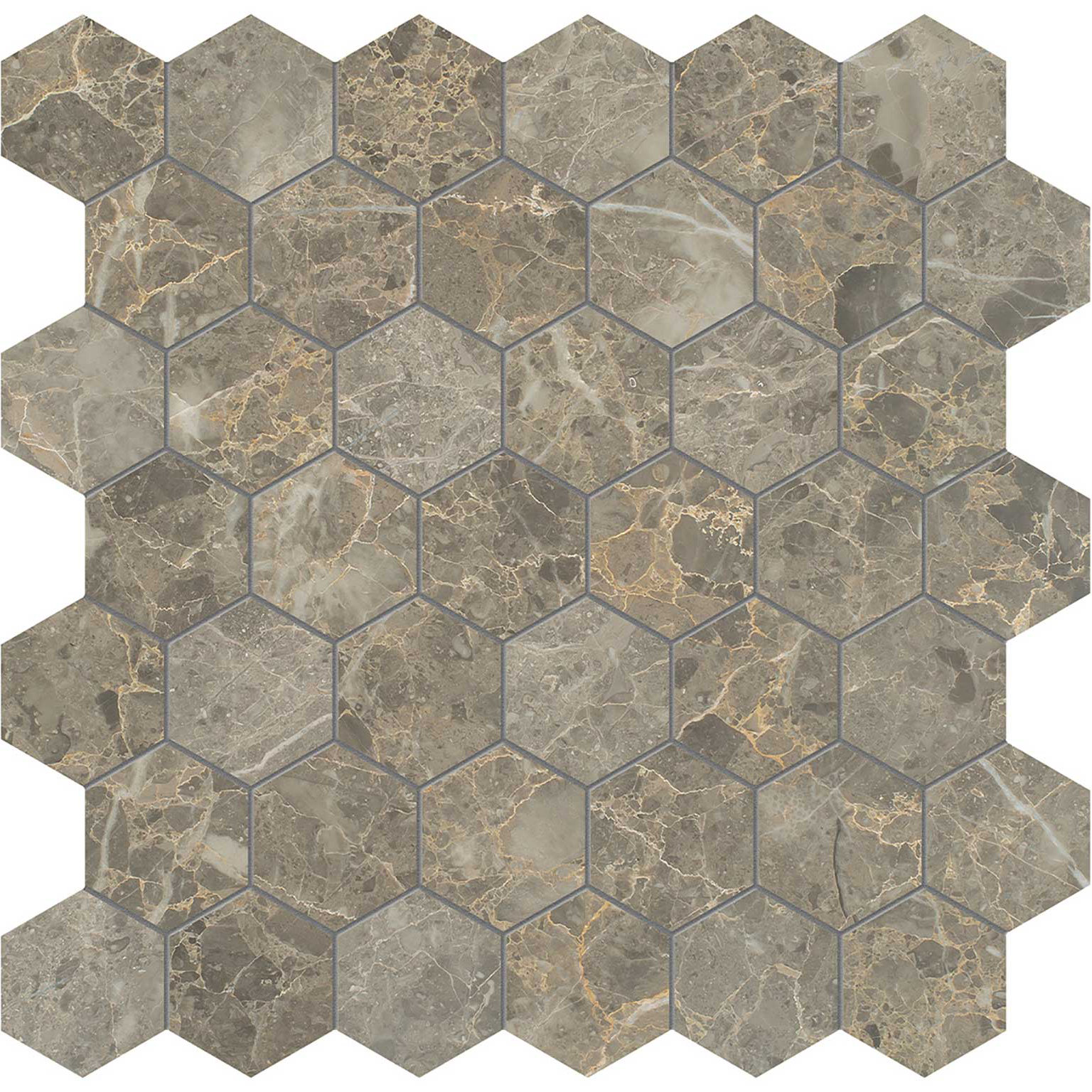 Velutto Ash 2 Hexagon Mosaic | In Home Stone