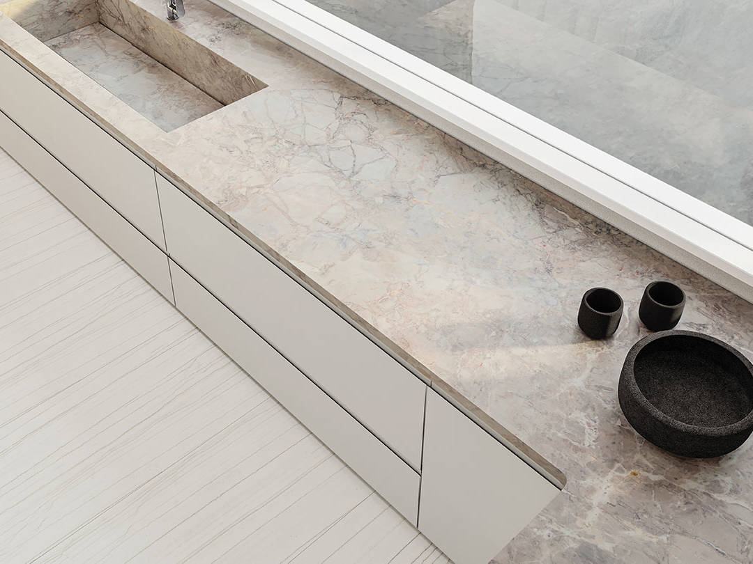 Royal Stoneworks TUSCAN WHITE VEIN 2 | In Home Stone