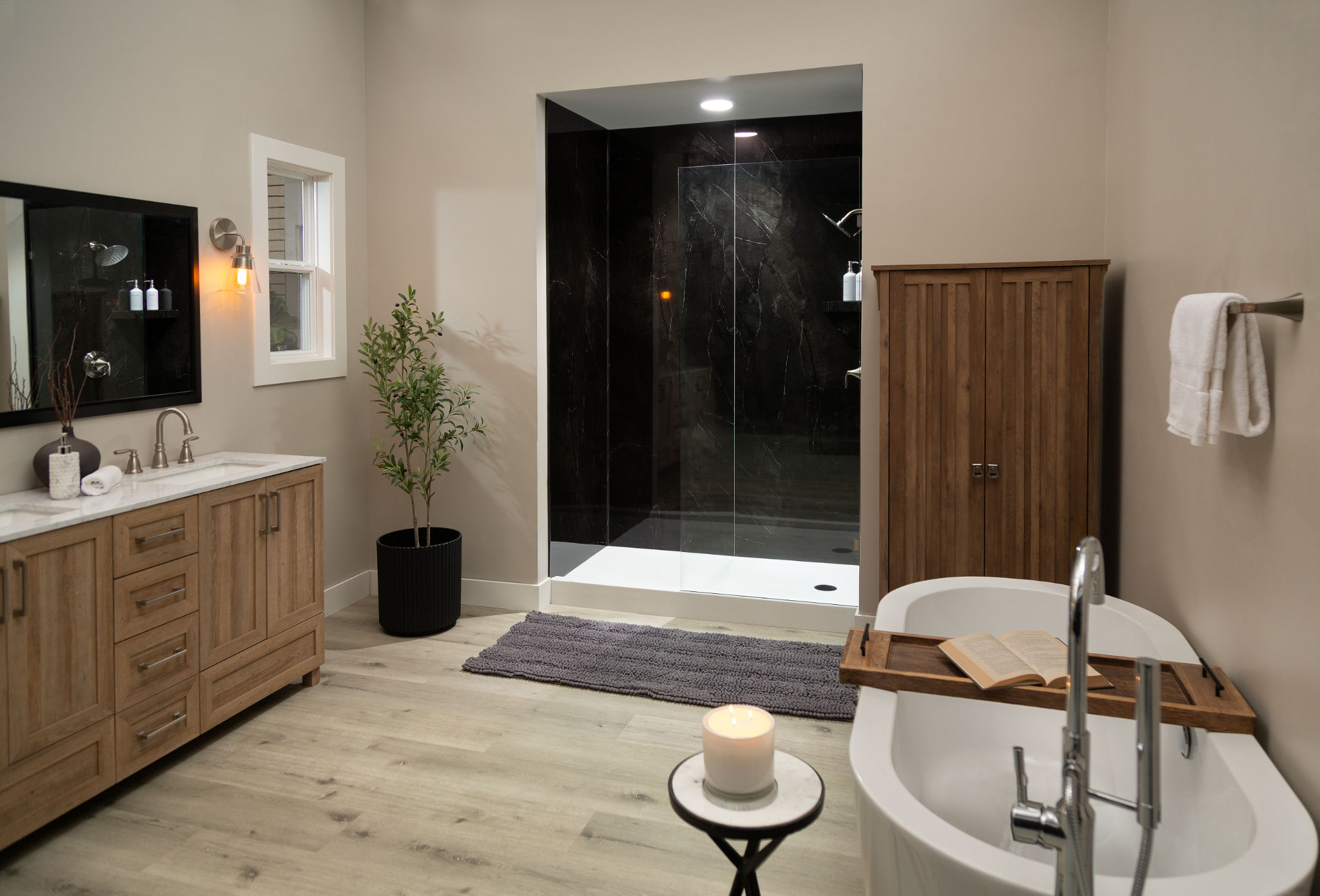 Black Ice Gloss Shower Wall Kit 32x60x94 | In Home Stone